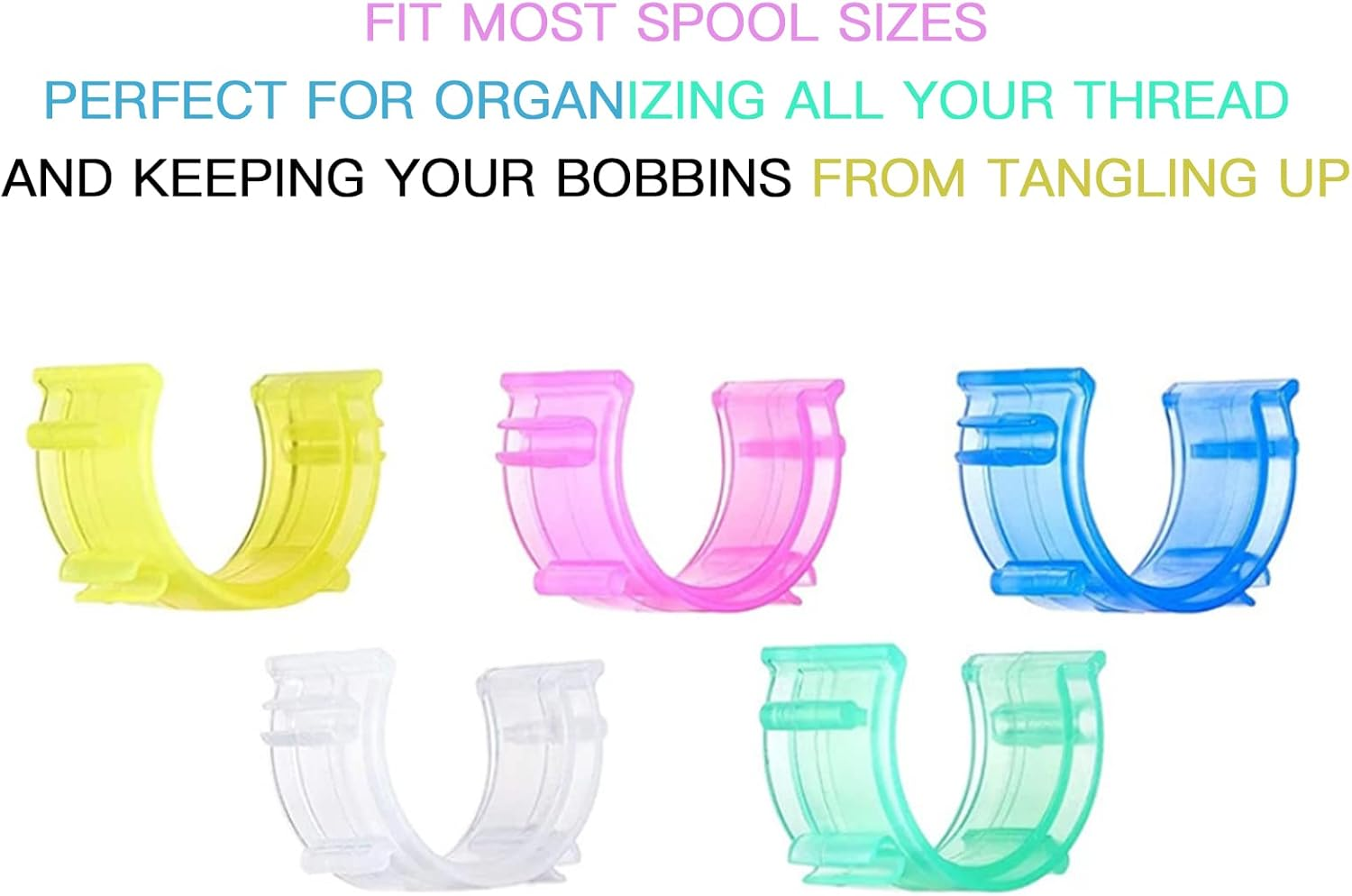 100Pcs Sewing Bobbin Clips, Colorful Bobbin Holder, Plastic Thread Clamps Spools Organizers, Sewing Tool Accessory for Craft DIY Embroidery image number 1