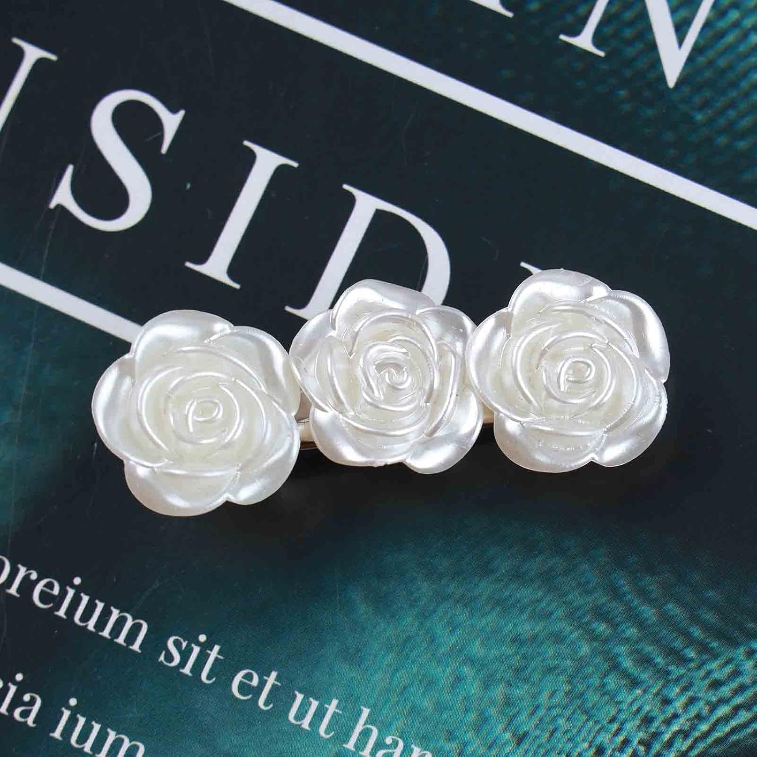 Yheakne Boho Flower Hair Clip Camellia Hair Clip Silver Flower Barrette Elegant Head Clip Headpiece Decorative Hair Accessories for Women and Girls Headwear image number 6