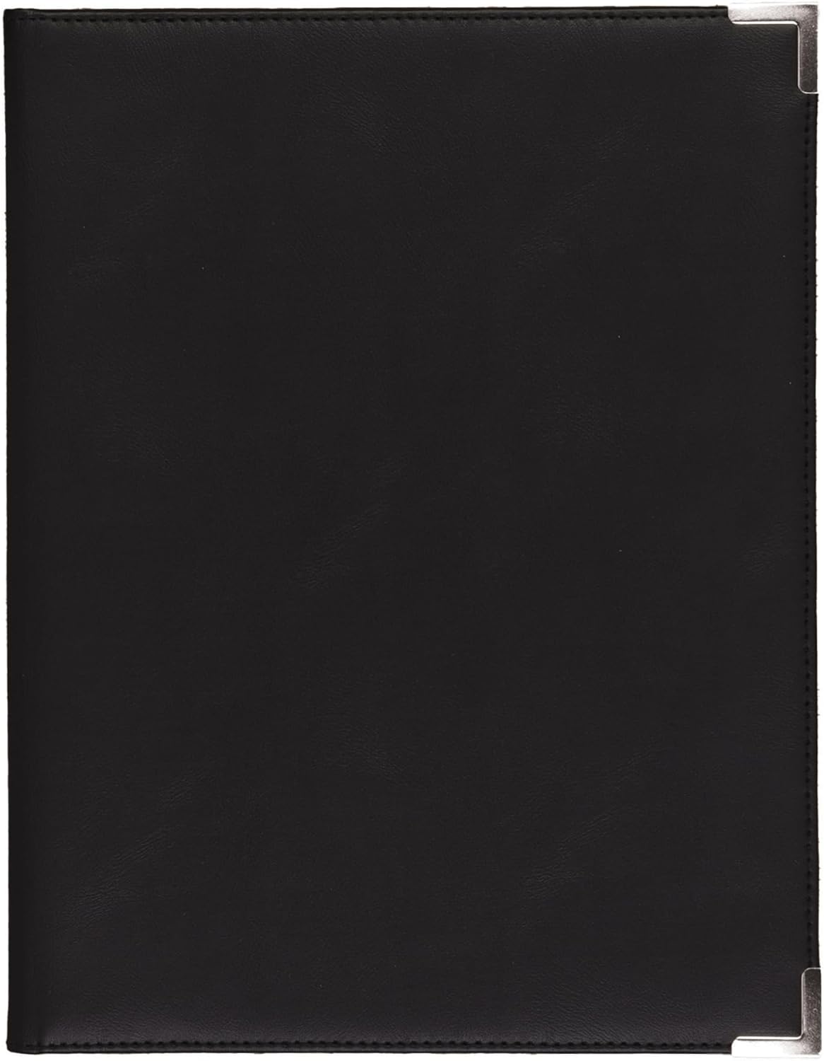 Samsill Classic Collection Business Portfolio/Resume Portfolio with Brass Corners, Letter Size Lined Writing Pad, Black