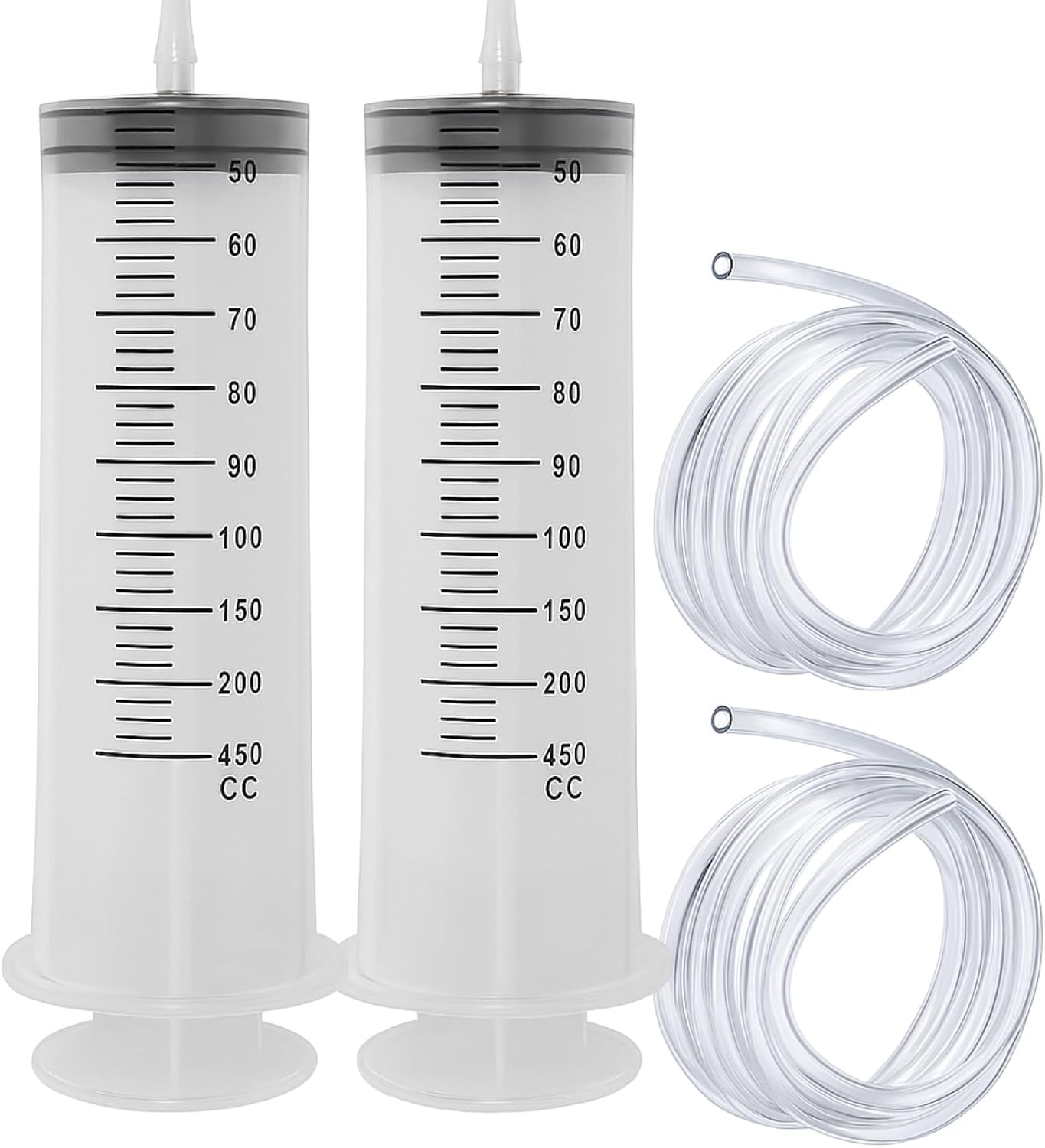 2Pack Large Syringe 450ML with Tubing Reusable Measuring Syringe Luer Lock Sterile and Individual Sealed, Measurement for Scientific Labs,Garden Liquid,Feed Pets,Oil Filtration image number 5