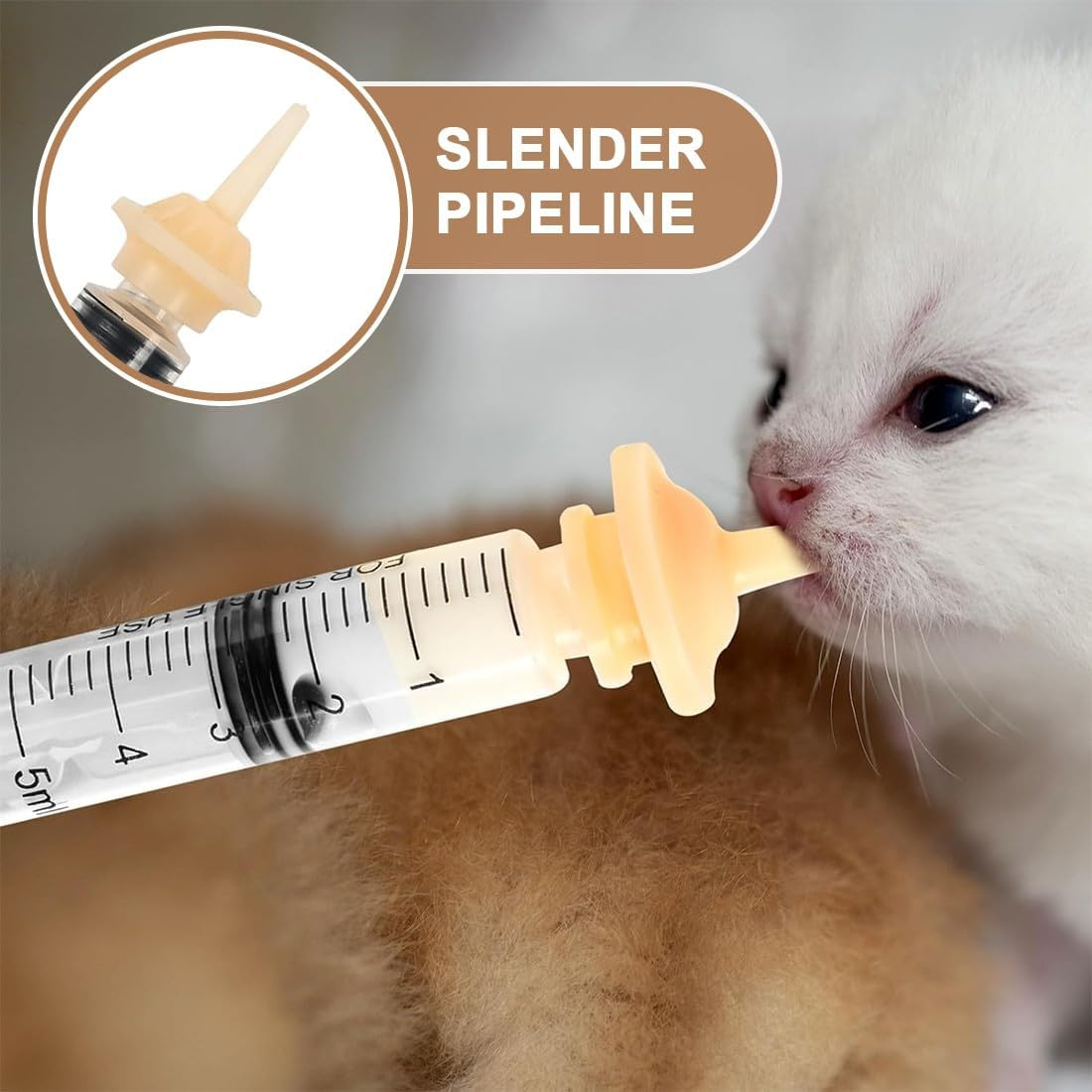 JEYORZY Pack of 5 Pet Feeding Silicone Nipples, Cat Milk Breeding Bottle for Puppies, Kittens, with Syringes, Plastic Syringe, Feeding Syringes Small Animals, for Puppies, Dogs, Cats or Other Pets image number 1