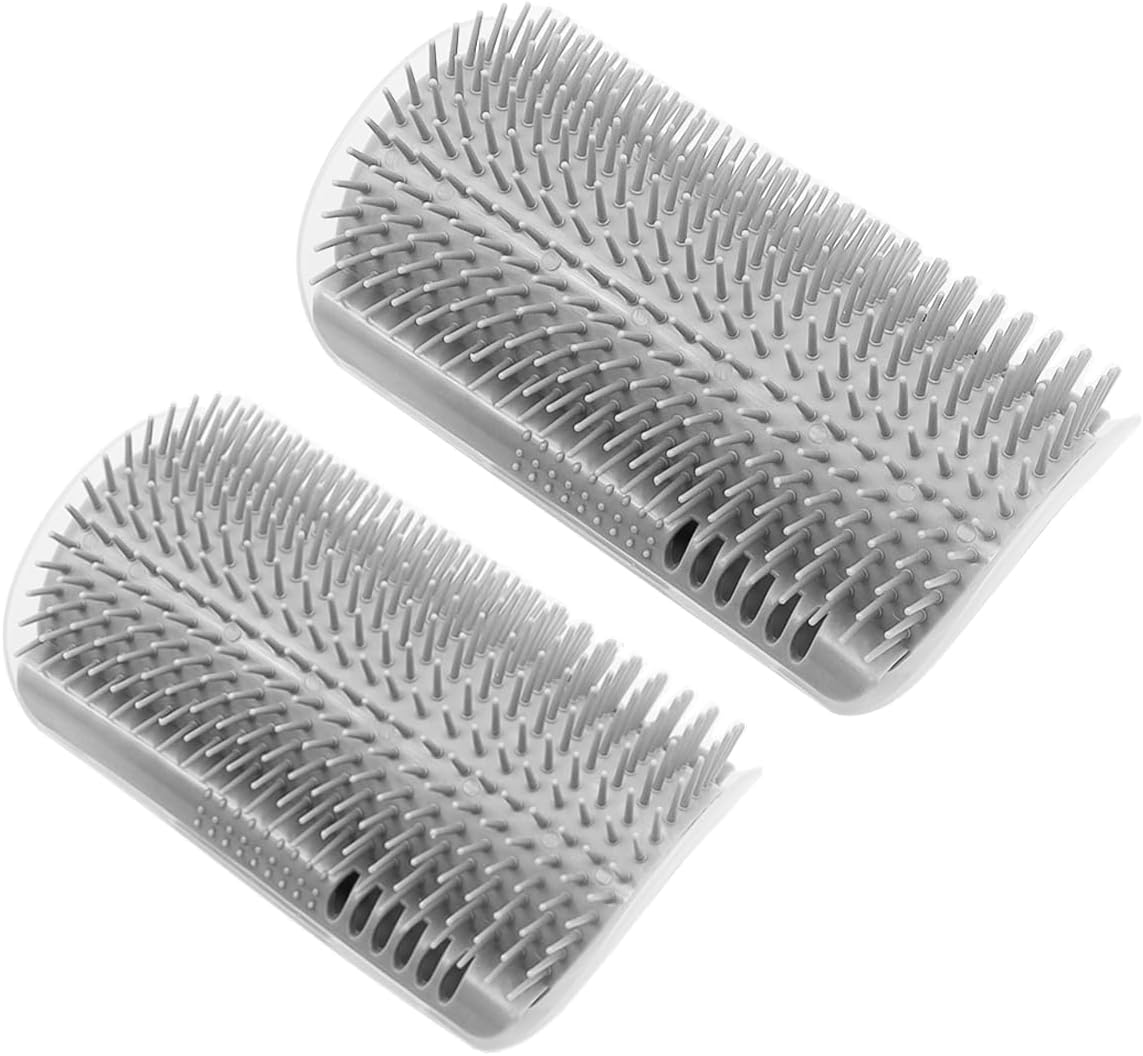 Sarini 2 Pcs Cat Self Groomer, Cat Soft Wall Corner Massage Comb, Pet Grooming Massage Scratcher Comb for Long Short Fur Cats (Grey) image number 6