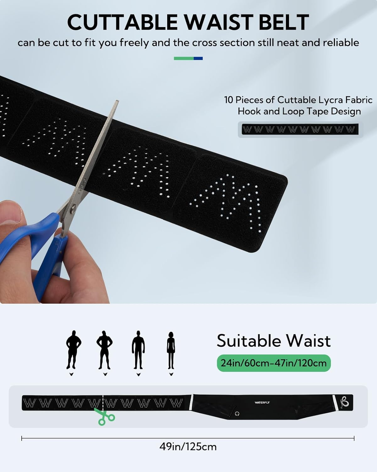 WATERFLY Running Belt Fanny Pack: Slim Waist Bag for Men Women, Workout Fitness Phone Holder for Exercise Marathon Jogging - Black image number 1