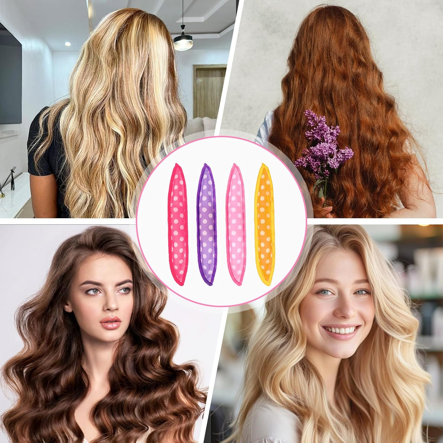 Oruola 8Pcs Pillow Rollers for Hair,8.1 X 1.38 in Pillow Curlers,Soft Sponge Pillow Rollers for Long, Short, Thick & Thin Hair Spiral Curls Hair Styling Rollers (4Colors) image number 6