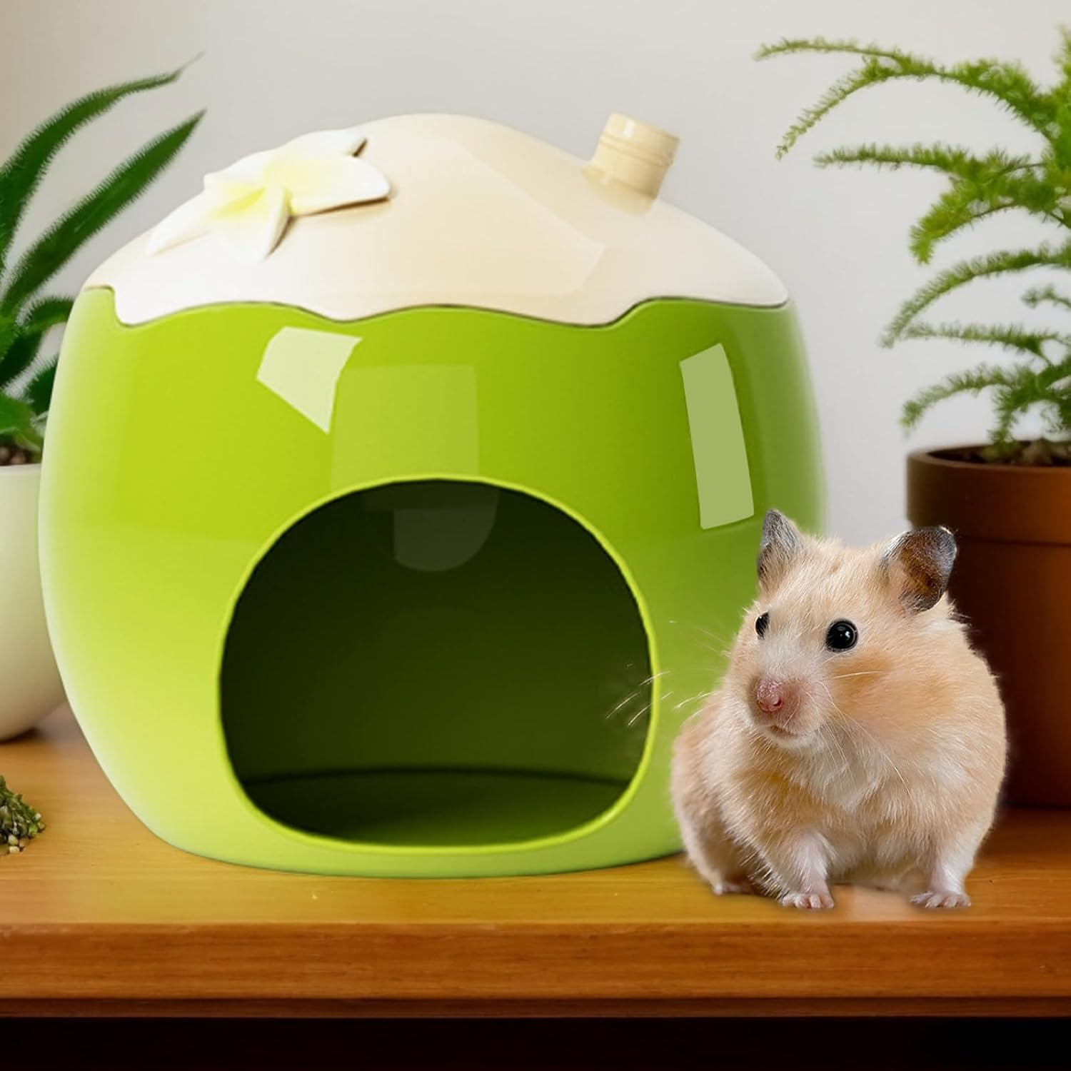 Ceramic Hamster House - Hamster Cooling Cave | Fruit Shape Small Animal Cooling Nest Habitat for Gerbils Squirrel Lemmings Hedgehog image number 2