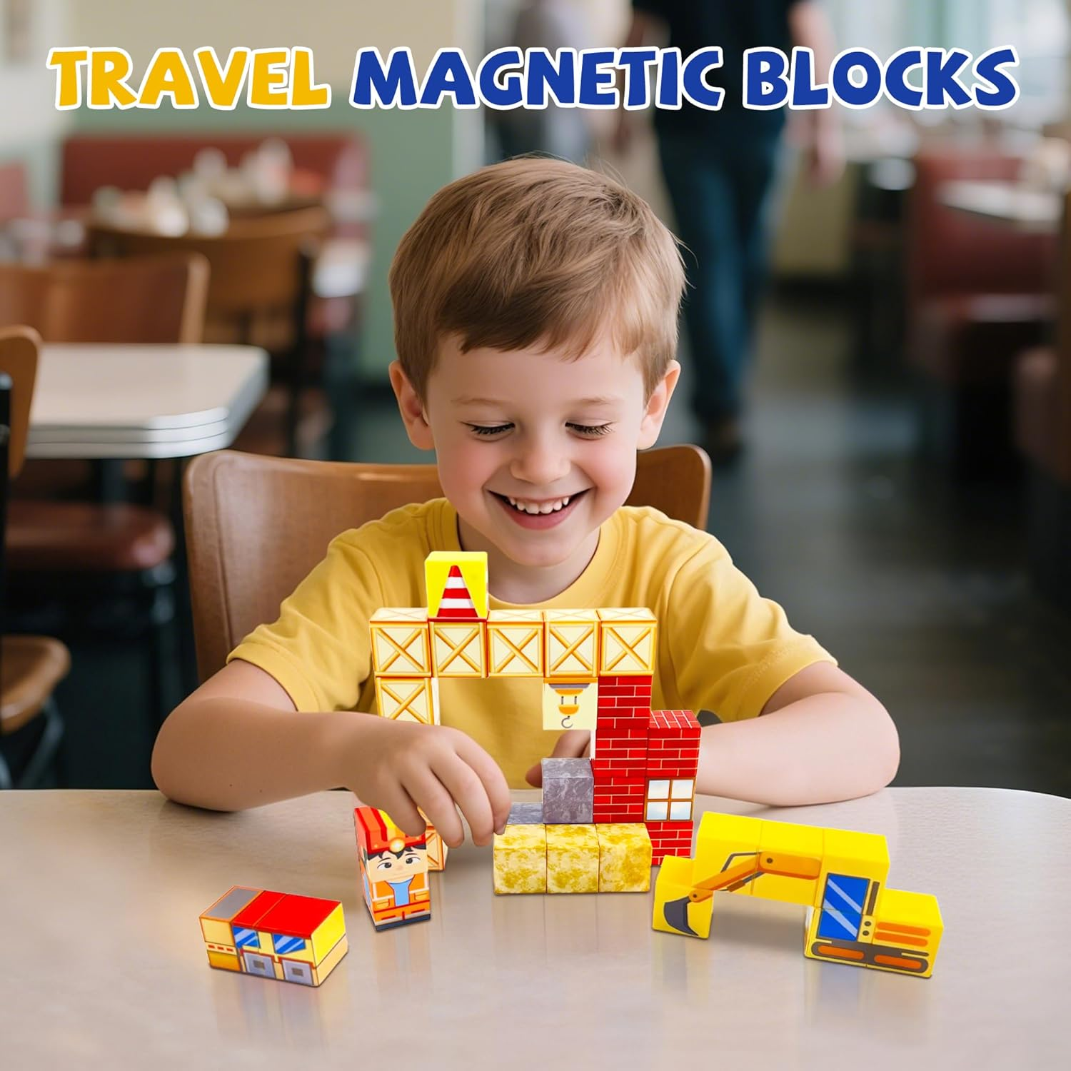 OMIPAWZ 35PCS Mini Magnetic Blocks Travel Set, Magnet Building Block Toys for Kids Age 3-8 image number 4