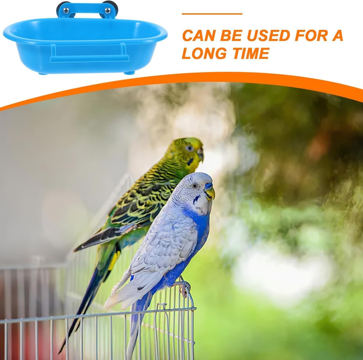 Plastic Parrot Bath Box, Bird Cage Accessory Bathing Tub Bath for Parakeet Pet Birds (Blue) image number 1