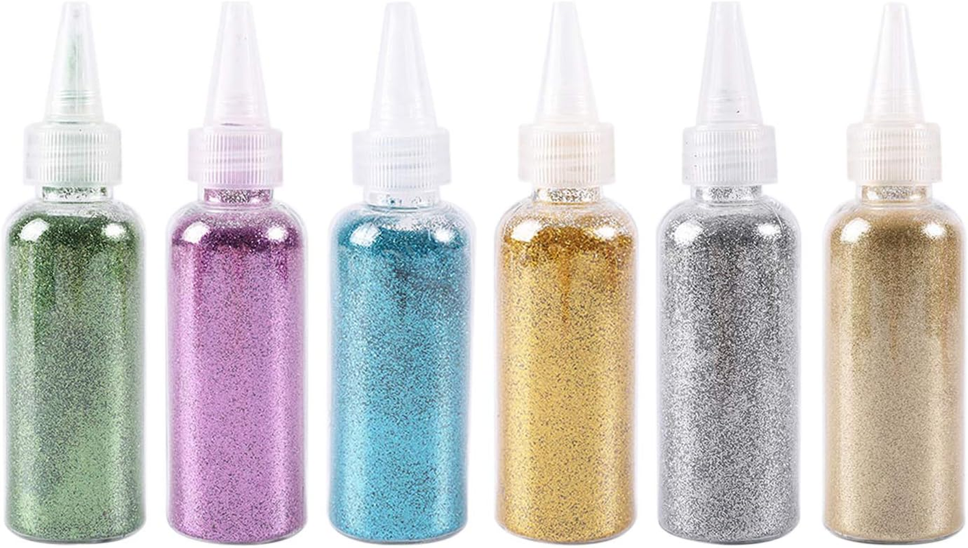 6 Pcs Chunky Nail Powders Iridescent Paillette Flakes Colorful Mixed Festival Nail Glitter Powder image number 1