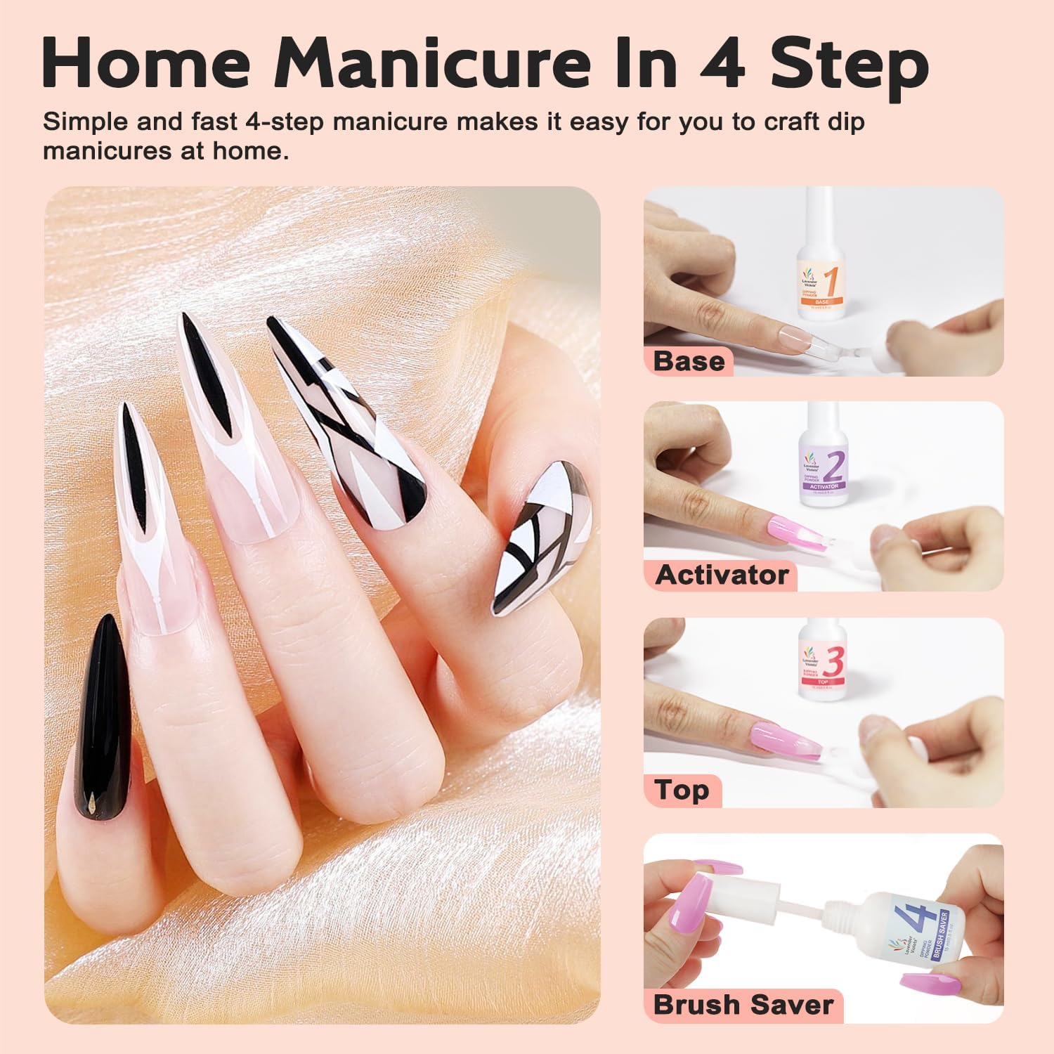 Lavender Violets Dip Powder Liquid Set with Activator, Base Top Coat and Brush Saver 0.5Oz/Bot Nail File Necessary Tools for Dipping Powder Acrylic Manicure Pedicure J775 image number 2