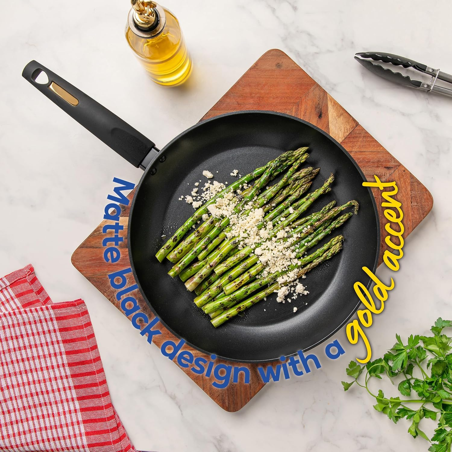 Russell Hobbs Noir Gold 28Cm Frypan, RHCW28FNG, Induction Compatible, Soft Touch Bakelite Handle, Easy Clean Non-Stick Surface, Stylish Gold Accents image number 4