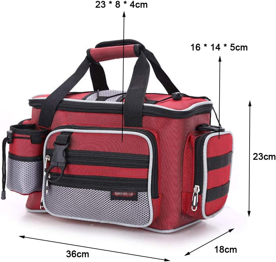 Multifunctional Fishing Sling Bag Bait Tackle Handbag Spacious Waist Pouch Case with Main Compartment Padded Sleeve Front External Pockets Side Top-Loading Elastics Coated Internal Water Carrying Hand image number 4