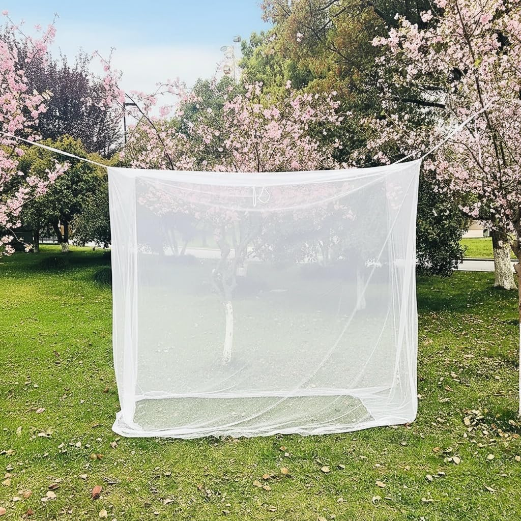 Camp Mosquito Net with Storage Bag, 200 * 200 * 180Cm Ultra Large Mosquito Net Camping Tent for Camping, Finest Holes Mesh 20, Square Netting Curtain for Bunk Bed, Camping, Bedding, Patio image number 6