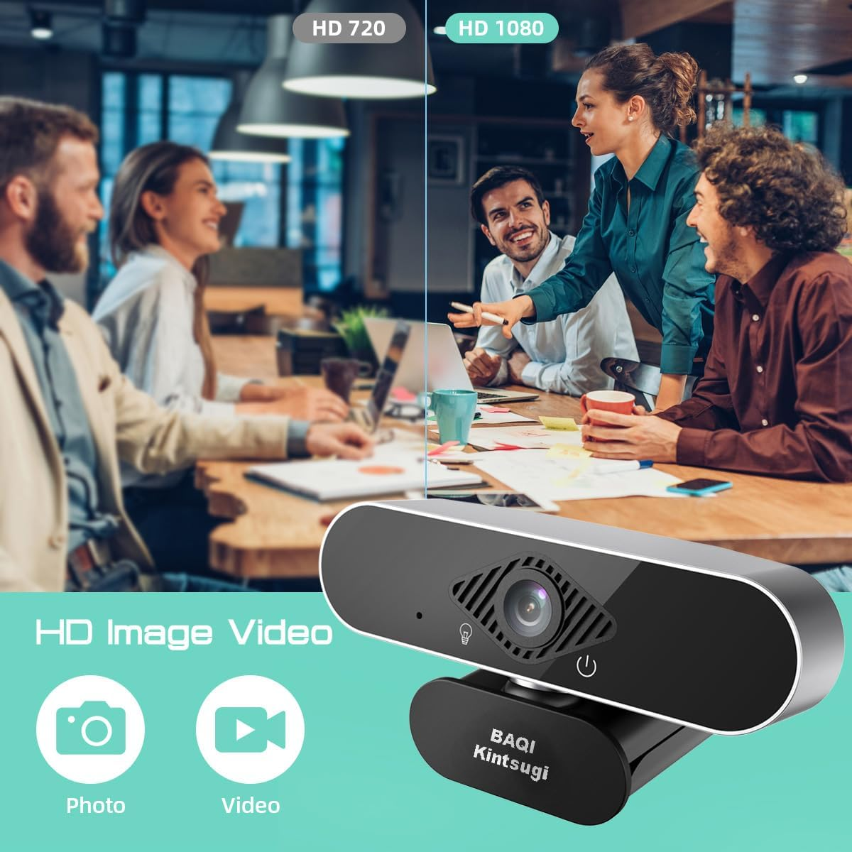 FHD 1080P Webcam with Microphone, AUTO Low Light Correction Webcam, Noise-Cancelling, Streaming Web Camera with Privacy Cover Laptop Macbook or Desktop Camera for Video Call/Zoom/Skype/Youtube image number 3