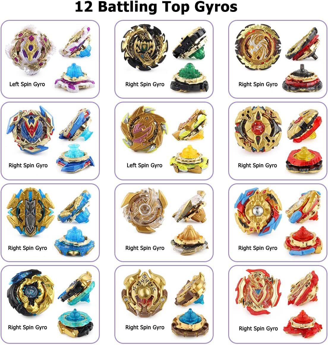 Tukiie Battling Top Gyro Toy Set, 12 Spinning Tops & 2 Launchers with Black Storage Box, Birthday Gifts for Children Boys Girls Kids Aged 6+ image number 1