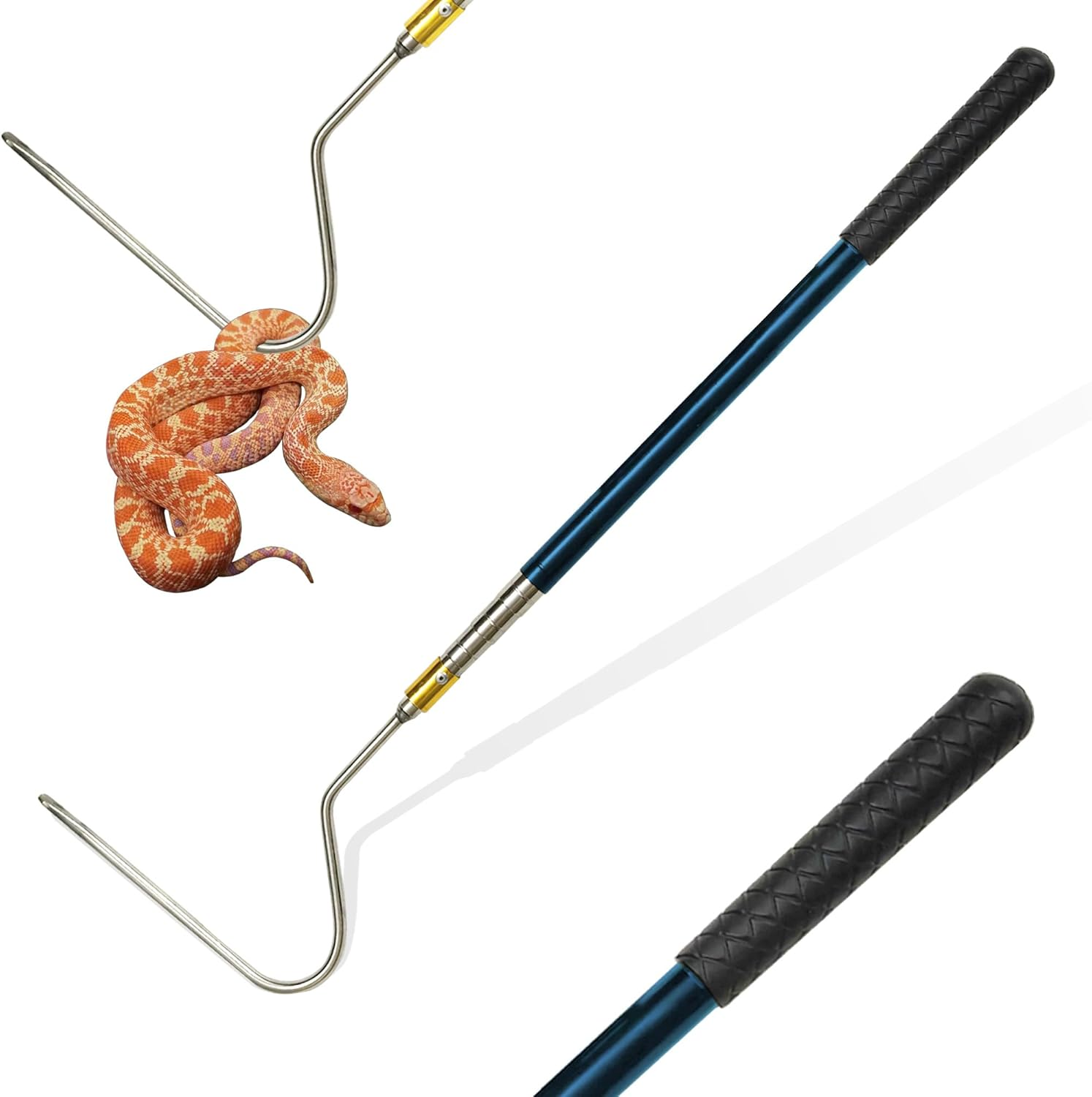 66" Snake Hook Reptile Catcher Stick Tongs Grabber Handling Tool for Rattlesnakes Python Copperhead Removal Catching