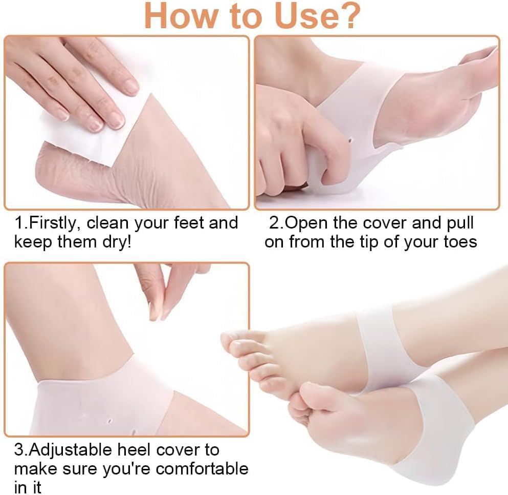 Silicone Gel Heel Socks Silicone Gel Guard,4Pairs Silicone Heel Protector Heel Cups,Silicone Gel Heel Protectors Heel Cups,Silicone Heel Protectors Heel Cups image number 3