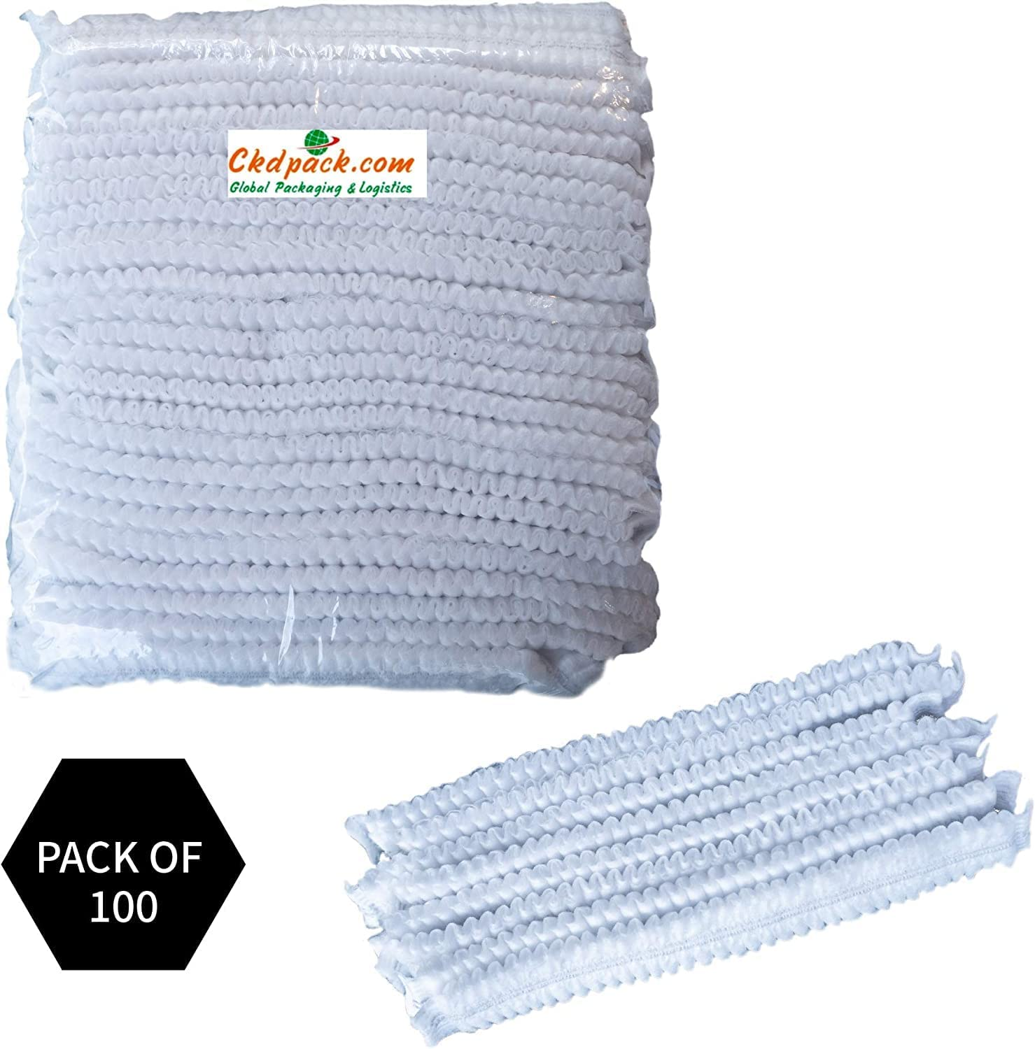 Disposable Hair Nets (Ckdcares Head Bouffant Caps) 21", Unisex, Best for Food Service, Salons, Medical Facilities, Home Baking, Shower (Pack of 100 Pcs) image number 3