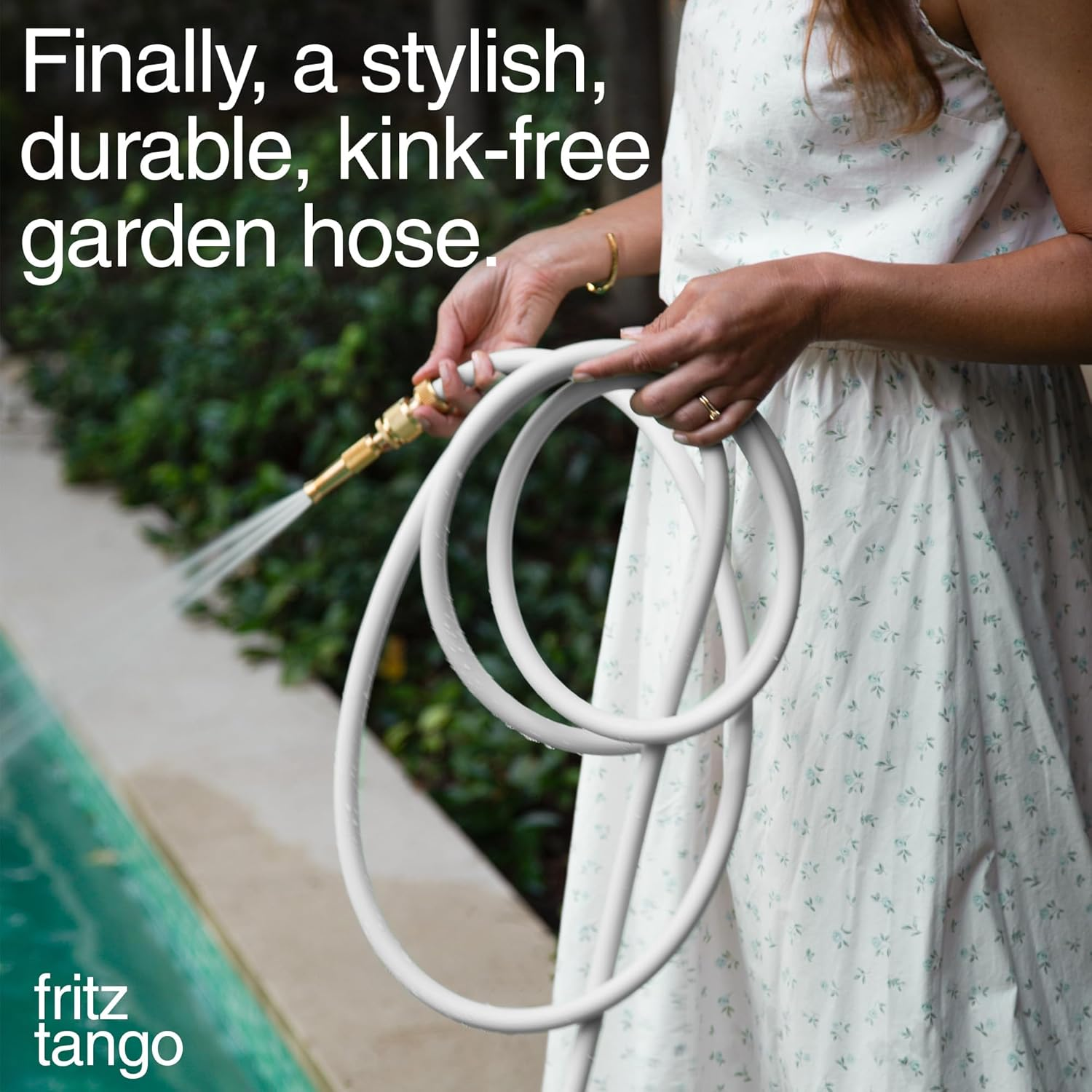 Flexy 20M Premium Flexible Garden Hose | Exclusive Colours, Lightweight, Uv-Resistant Hybrid Polymer, Kink-Free with Solid Brass Fittings & Multi-Pattern Spray Nozzle (White) - Charcoal image number 3