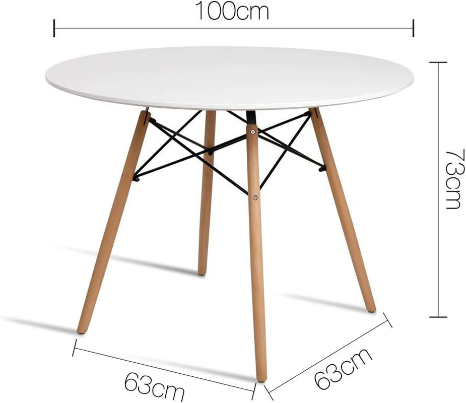 Artiss Dining Table round White Coffee Tables Side Buffee Desk Lounge Desks Home Living Room Bedroom Kitchen Office Cafe Restaurant Furniture, 4 Seater 100Cm Wide, Wooden in 73Cm Height image number 3