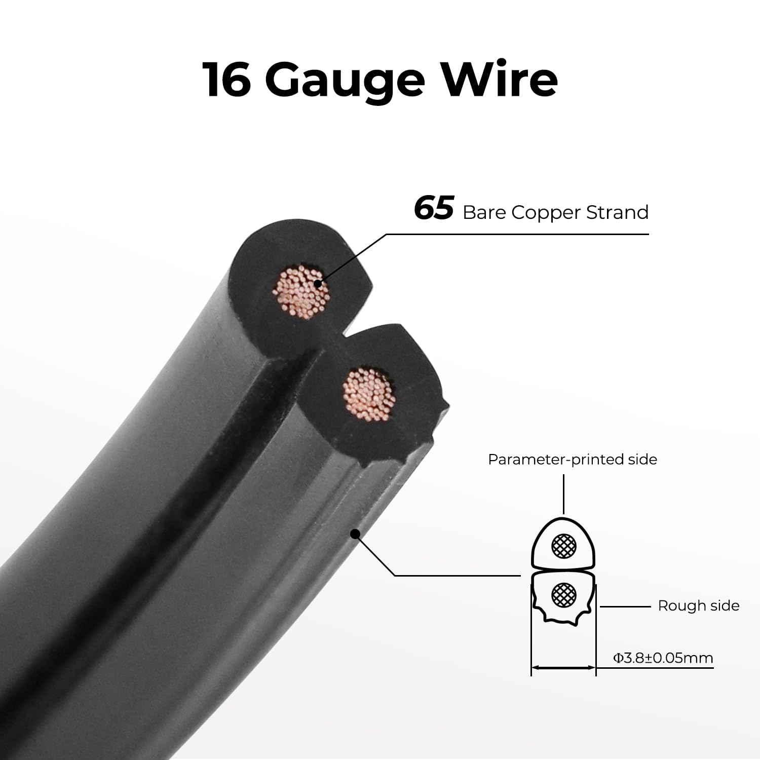 FIRMERST 2X1.31 M㎡ (16AWG) Low Voltage Wire Outdoor Lighting Garden Cable 15.24 Meters-16 Gauge 2 Conductor image number 3