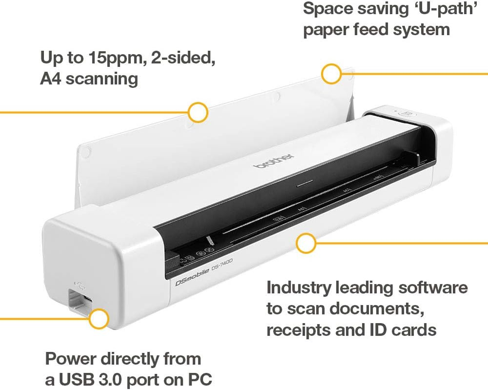 Brother DS-740D Document Scanner, USB 3.0, Dsmobile, Portable, 2 Sided Scanning, 15PPM, A4 Scanner, Includes Micro USB Cable image number 1