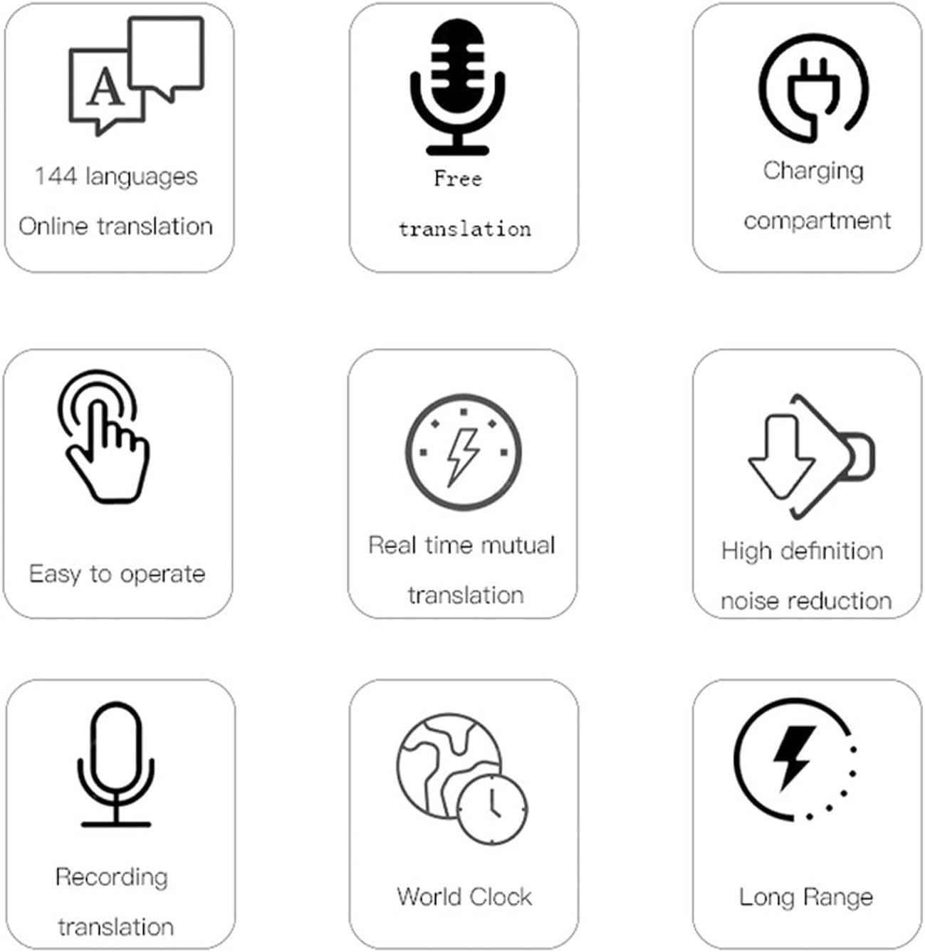 POENVFPO AI Smart Wireless Language Translator Earbuds 140 Languages Real-Time Text Translation Wearable Hands- for Business Meetings with Noise Reduction Long Battery Life image number 2