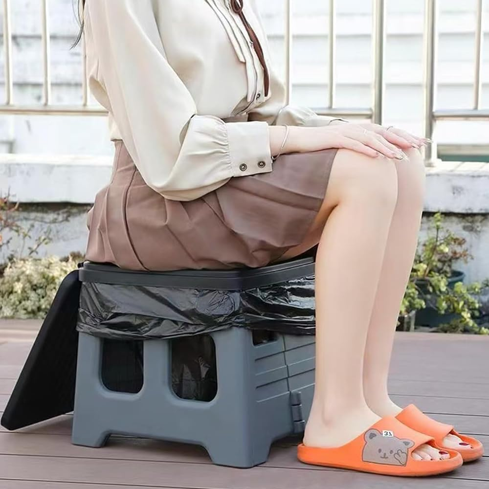 Portable Camping Toilet for Adults - Foldable Travel Potty with Sealing Lid, Supports up to 75Kg, Waterproof, Lightweight Design for Camping, Hiking, Boating, Car Trips and Emergency Use image number 3