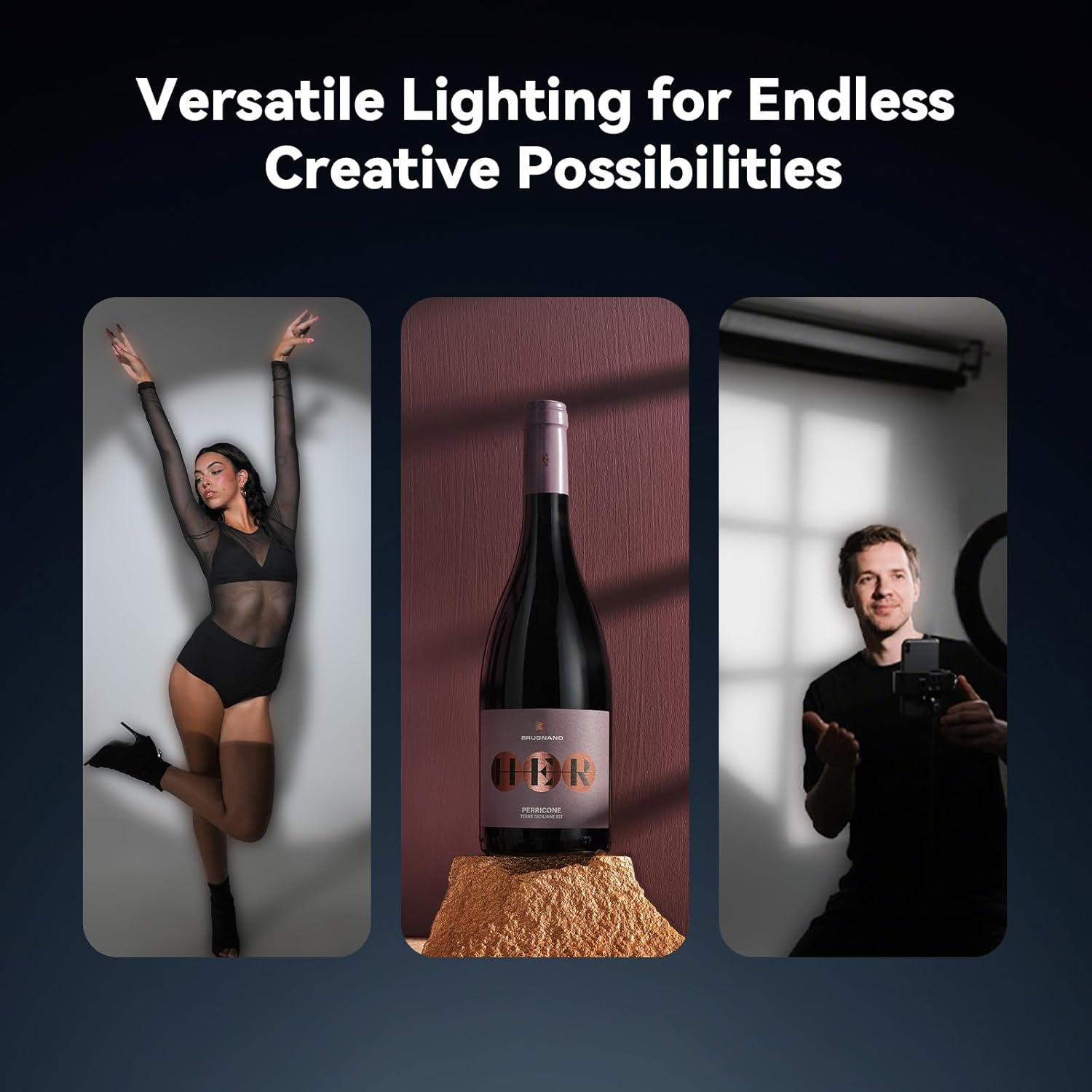 RGB LED Photography Flashlight,7500Mah Aluminum Alloy Patterned Ambient Spotlight,Portable Optical Snoot Light with 4 Color Filters with 20 Gobos for Vlog/Sns image number 5