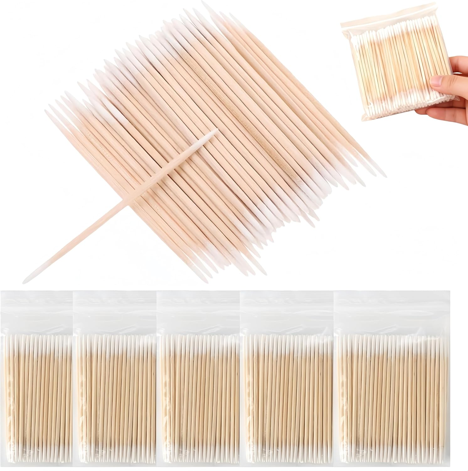 WEBXMZDQ 500Pcs Precision Pointed Cotton Swabs,4 Inch Precision Microblading Cotton Swab Cotton Sticks Applicator，For Nail Art, Makeup, Eyeshadow，Clean image number 2