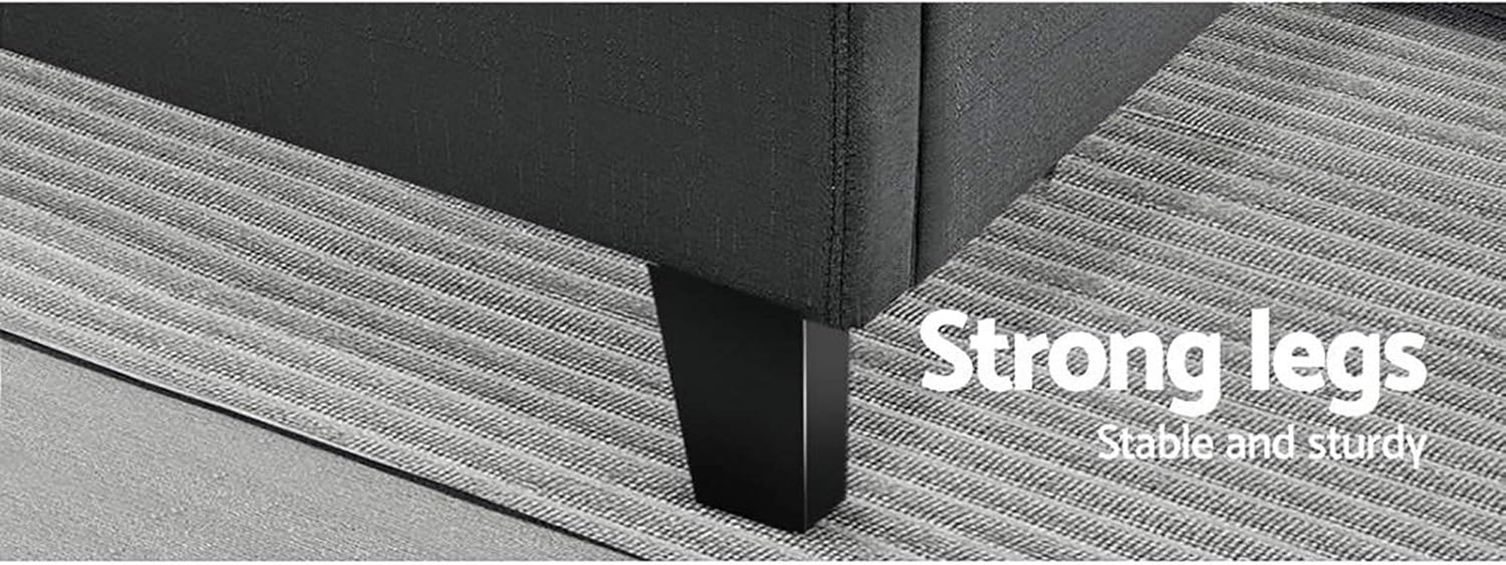 Artiss Queen Bed Frame Platform Checkered Headboard Wooden Beds Base Frames Bedroom Room Decor Home Furniture, Upholstered with Charcoal Faux Linen Fabric + Foam + Wood, Modern Design image number 5