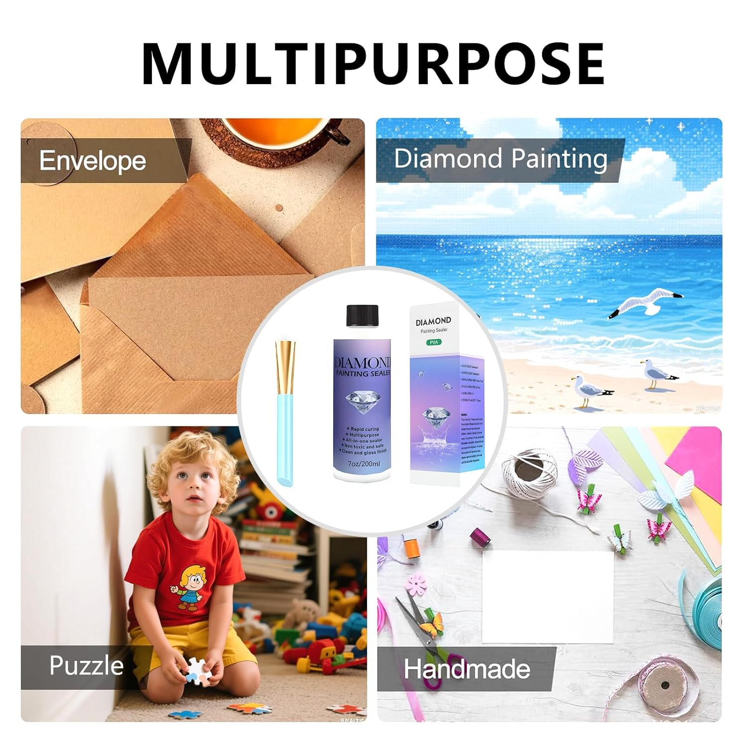 Diamond Painting Sealer 1 Pack 200ML 5D Glue Sealer Permanent Hold & Shine Effect Accessories Glue for Diamond Painting, Puzzles and DIY Craft image number 3