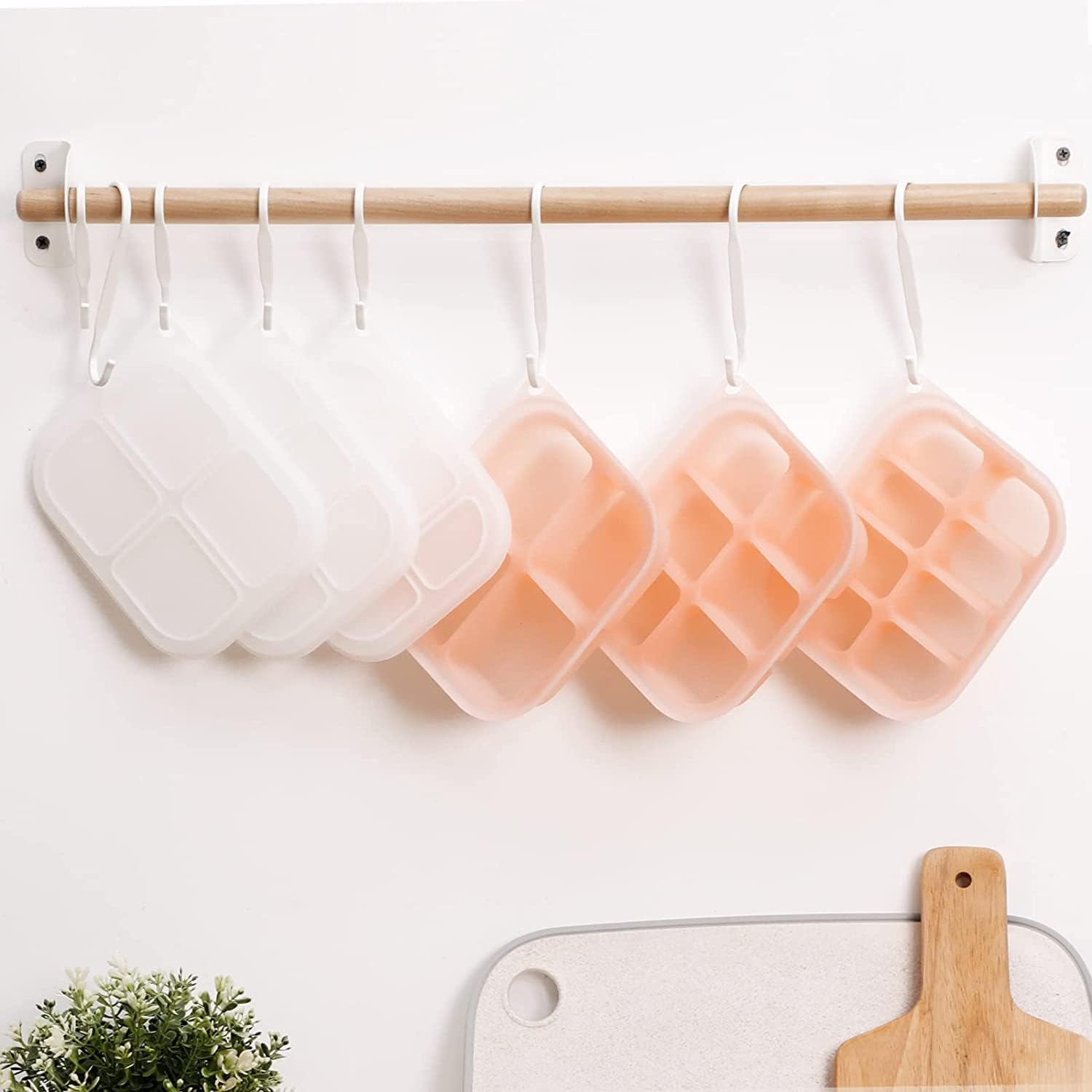 Haakaa Silicone Freezer Tray,Ice Cube Trays with Lid,Perfect for Baby Food and Breast Milk Freezer, Vegetable & Fruit Purees,8 X 1.4 Oz, Blush - Pea Green image number 4