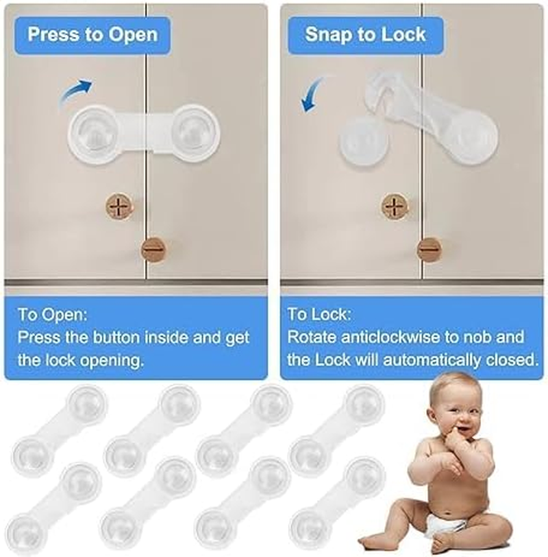 20 Pack Cabinet Door Locks for Baby Proof and Child Safety Cabinet Locks with Adhesive Childproof Door Latch Child Safety Locks for Kitchen Drawer Cupboards Fridge Closet Pantry image number 6