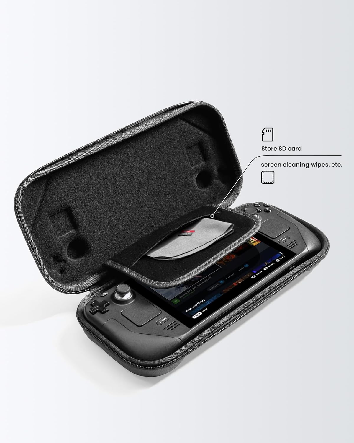 Tomtoc Protective Case for New Steam Deck OLED and Steam Deck, Hard Shell Portable Travel Carrying Bag for Steam Deck Console & Accessories, Shockproof, Travel Friendly, Black - Black image number 3
