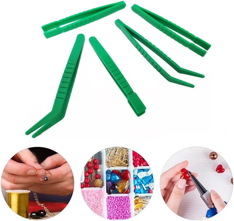 6Pcs Plastictweezers Tweezers Plastic Forceps Tweezers Craft Tweezers Curved Head Tweezers Plastic Tweezers Toy Tweezers for Children Tweezers for Crafts,Home Classroom School (Curved Head)