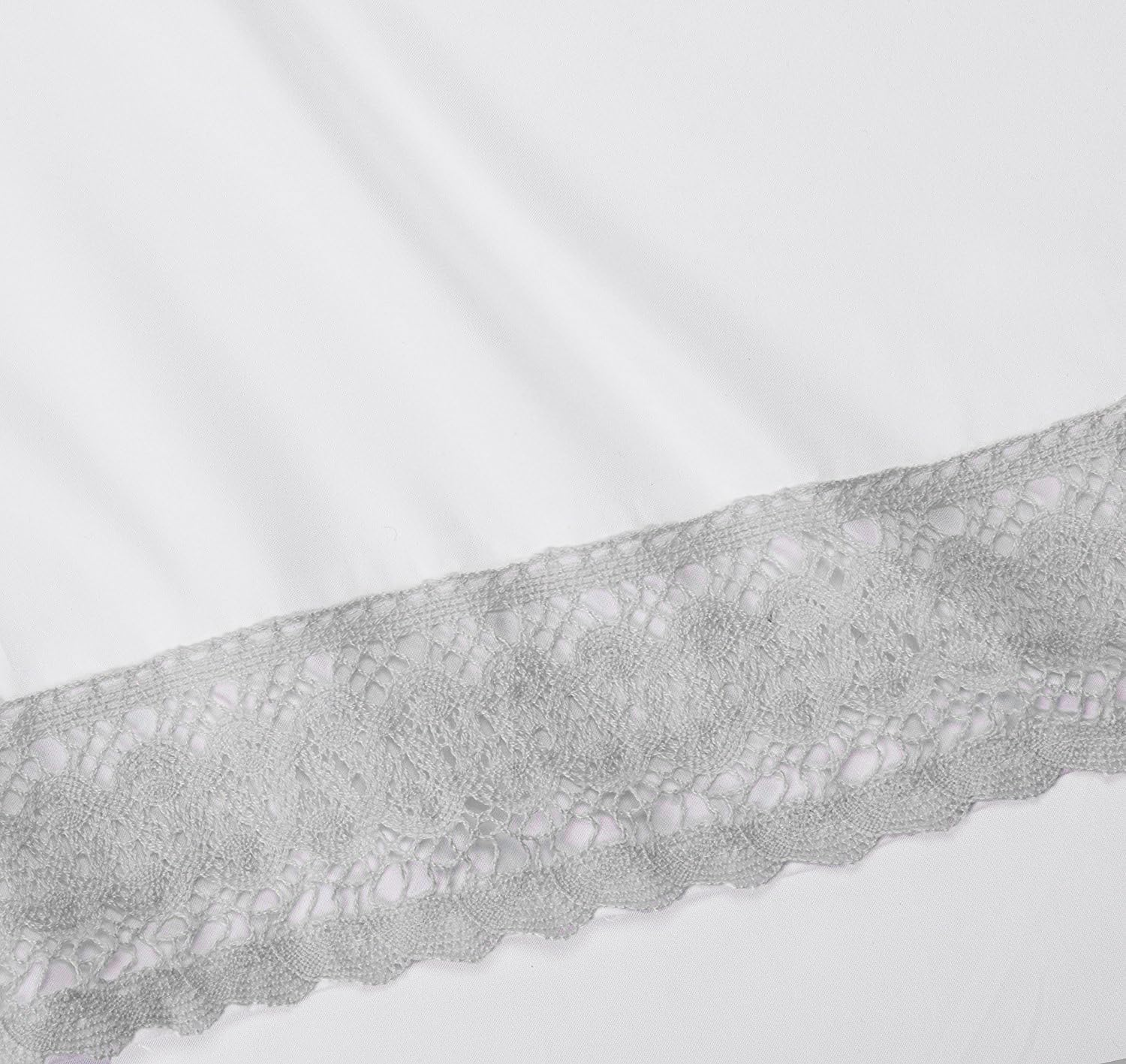 Shangri La Crochet Lace Microfibre Sheet Set, King Single, Silver