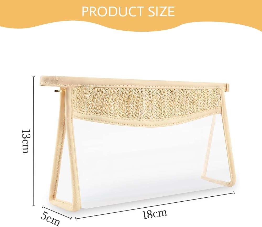 6 Pieces Transparent Makeup Bag, Splicing Waterproof Transparent Makeup Bag with Zipper, Travel Portable Toiletry Storage Bag, Fashion Storage Bag (Beige) image number 1