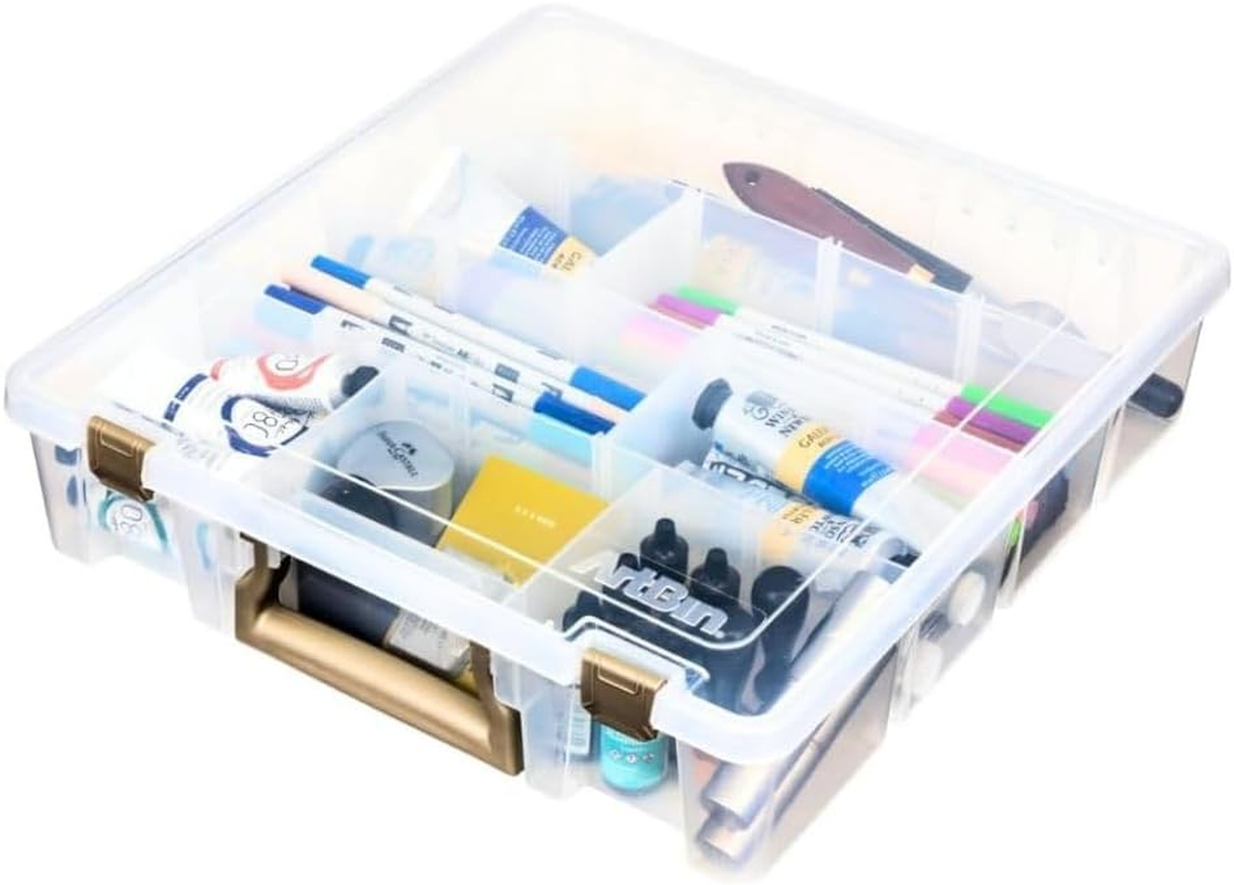 Artbin 9007AB Super Satchel with Removable Dividers, Portable Art & Craft Organizer with Handle, [1] Plastic Storage Case, Clear image number 3