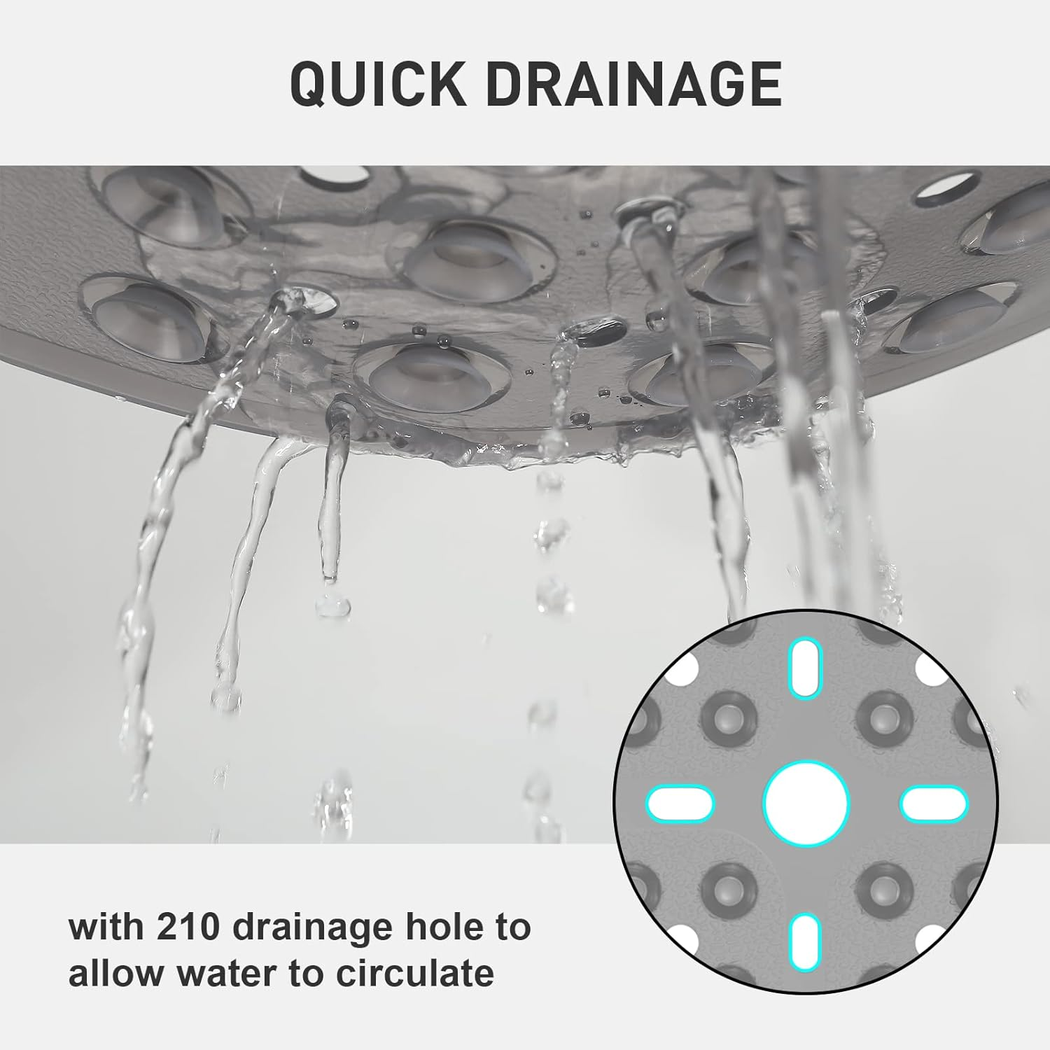 XIYUNTE Large Square Shower Mat Non Slip anti Mould - 70X70Cm Extra Large Non Slip Shower Mats for inside Shower, anti Slip Shower Mat for Elderly, Large Shower Tray Mat, Machine Washable, Clear Grey - Clear image number 2