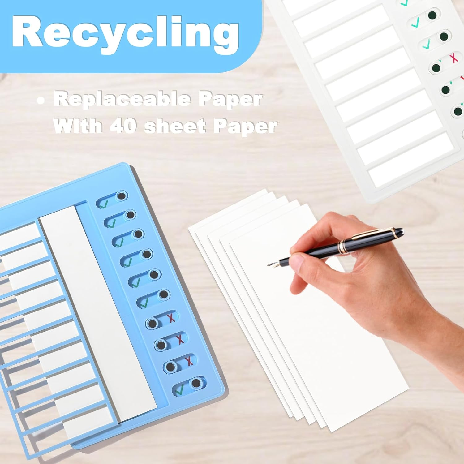 ZOHEA 4 PCS Removable Chore Chart Board for Kids, Reusable Checklist with 20 Detachable Cardstock, Plastic to Do List, Blank Checklist Board, Planning Board for Kids, Adults, Home, School, Office image number 6