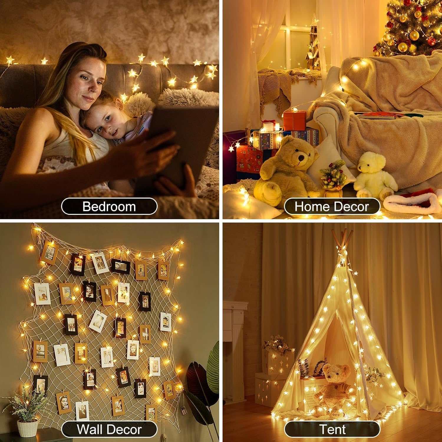 Star Lights 10M 100Led, Star String Lights USB Powered 8 Modes&Timer Star Fairy Lights Waterproof Led Star Lights Twinkle Christmas Lights Bedroom Porch Christmas Light Indoor Outdoor Warm White