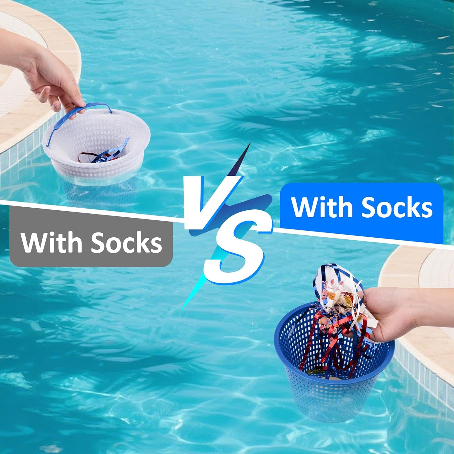 Skimmer Socks, 30 Pack Pool Socks for Skimmer Basket to Filter Debris and Leaves, Pool Skimmer Socks Clean for Inground and above Ground