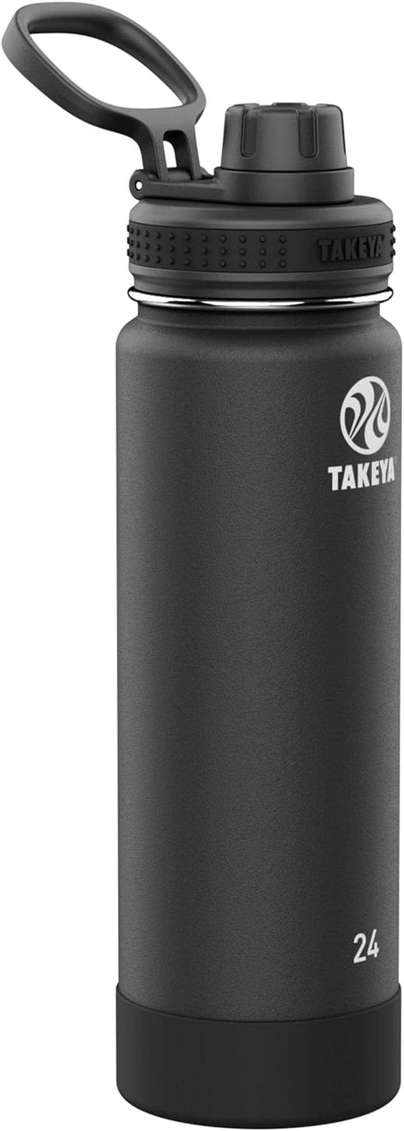 Takeya Australia Takeya Actives Vacuum-Insulated Stainless-Steel Water Bottle, 700Ml, Onyx Vacuum Insulated Double Walled Water Bottle, Onyx, 24 Oz image number 3
