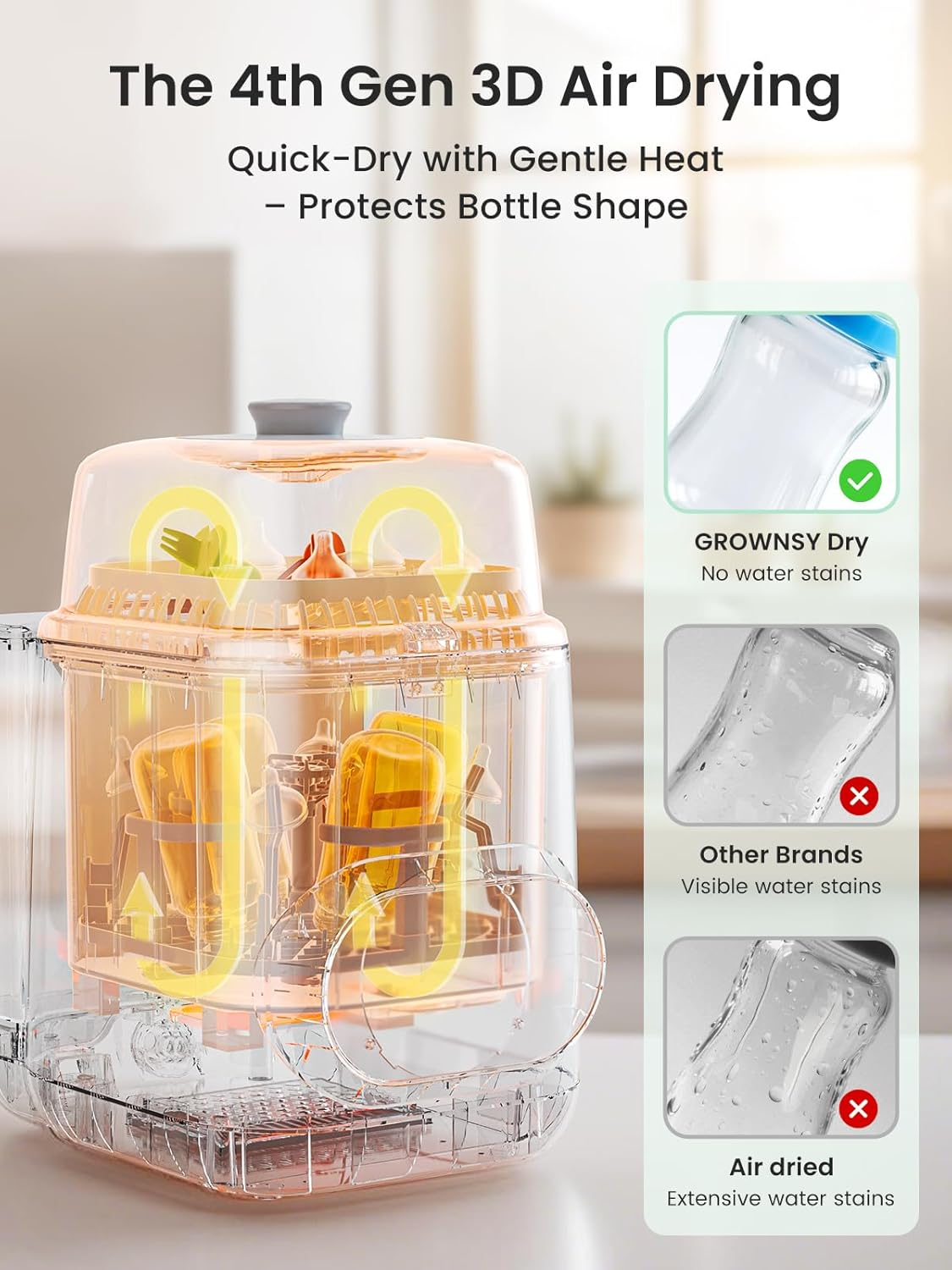 Grownsy Easeclean Bottle Washer Pro | All-In-One Bottle Washer and Sterilizer and Dryer | Baby Bottle Washer for Bottles, Pump Parts & Baby Essentials | Replaces Hand Washing image number 3