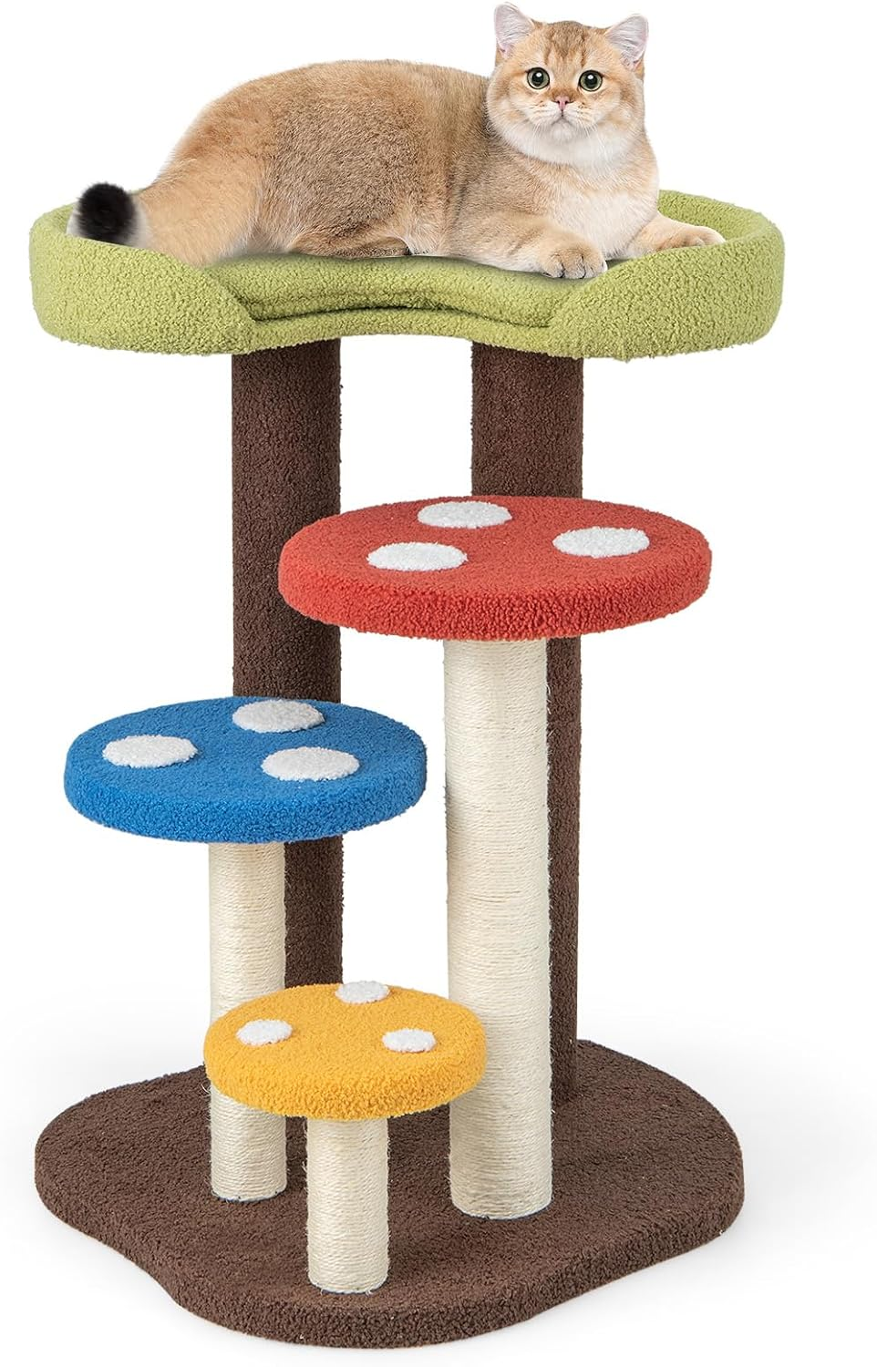 Cat Tree Mushroom, Cutecostway Cat Tower for Indoor Cats with Scratching Post, Unique Multi-Level Cat Furniture, Pet Play House Cat Activity Center for Kitten image number 2