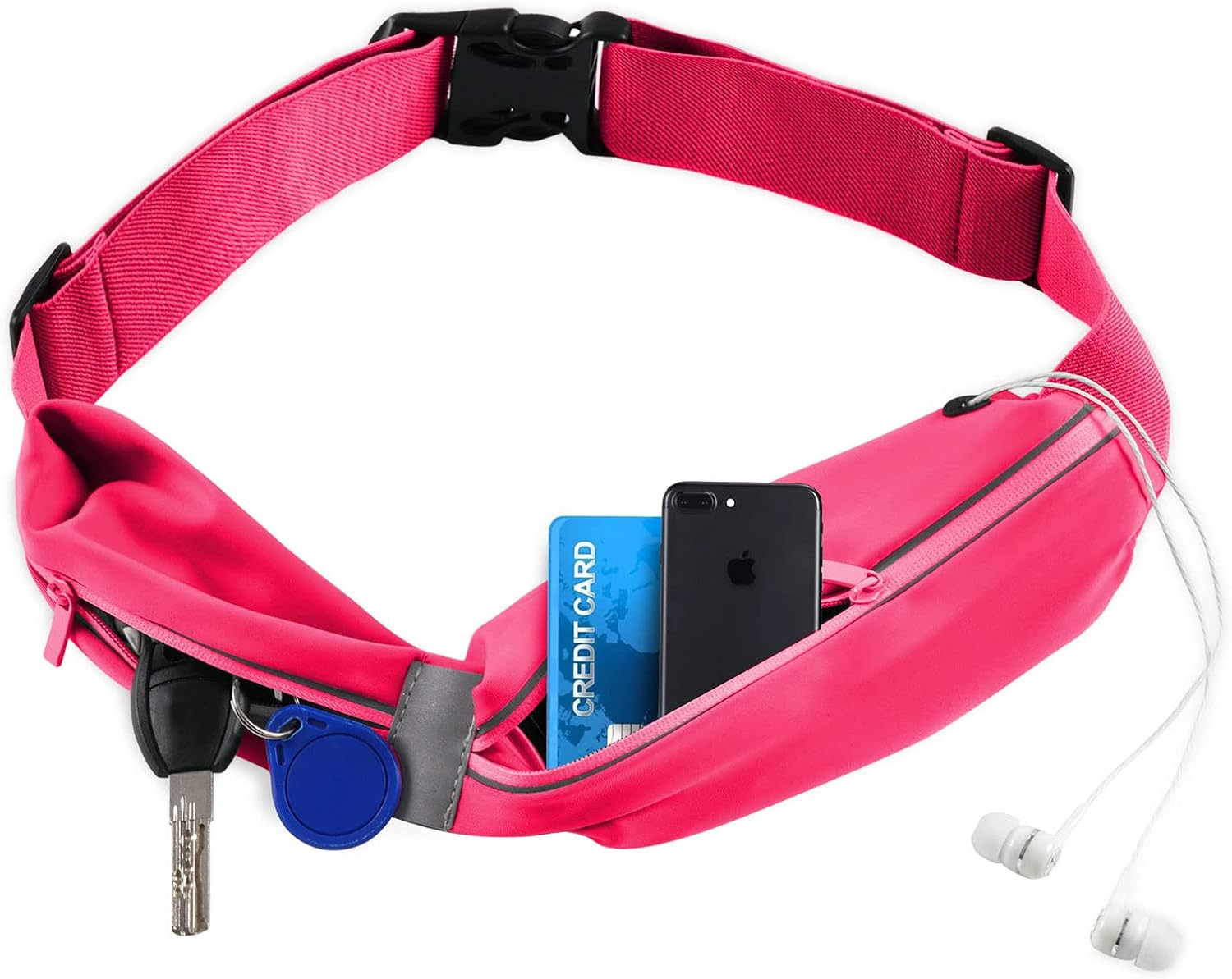 Unisex Small Waist Pouch with Adjustable Strap Thin Belt Pack for Running Hiking Travel Workout Dog Walking Outdoors Sport Fishing Waist Pack Bag, Pink, One Size, Sports image number 6