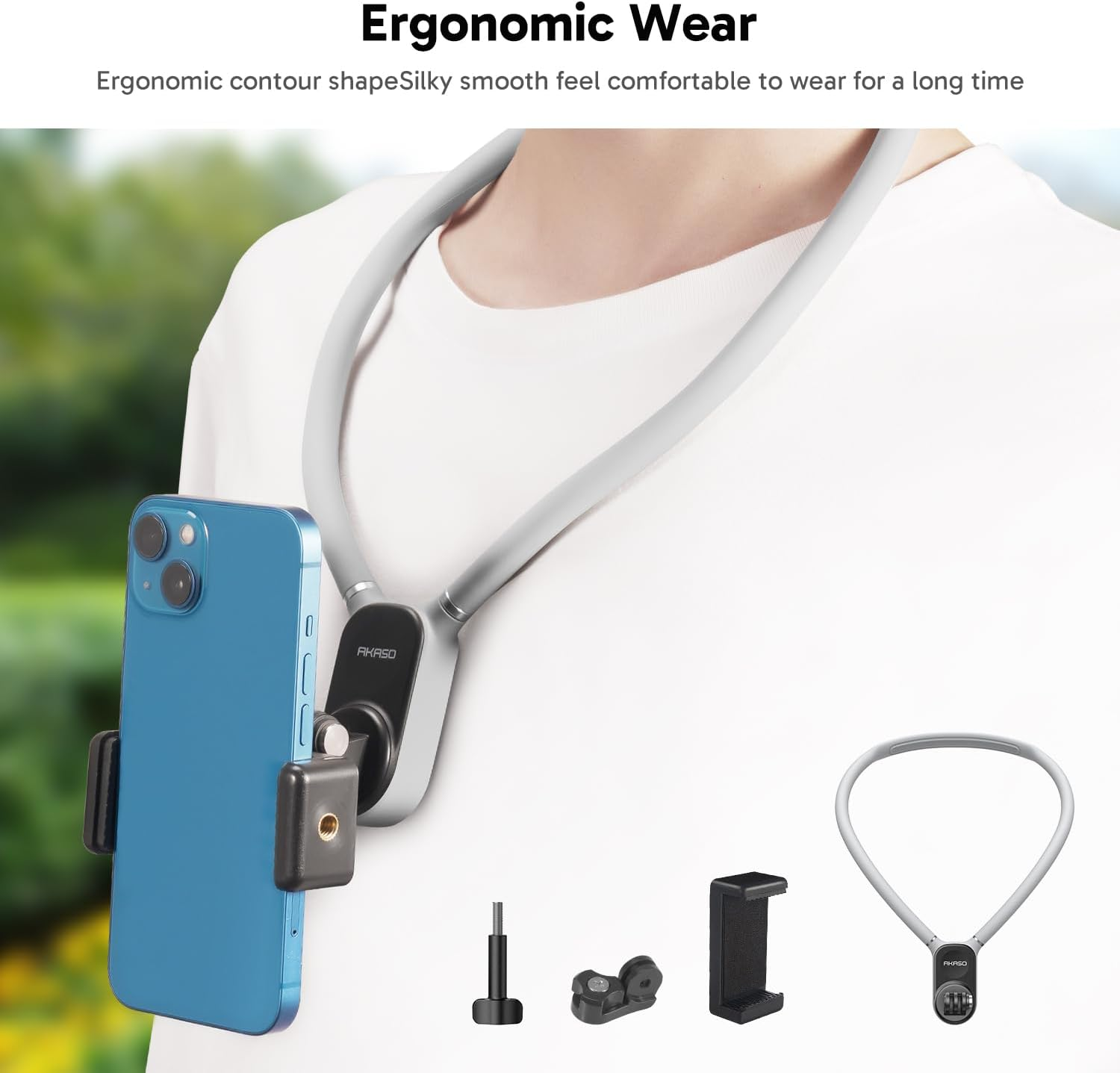 AKASO Magnetic Neck Mount Necklace Holder, Camera POV Mount Compatible with All AKASO Action Camera Models, Hero12/11/10/9/8/7/6/5/4/Max, Osmo Action and Most Action Cameras image number 2