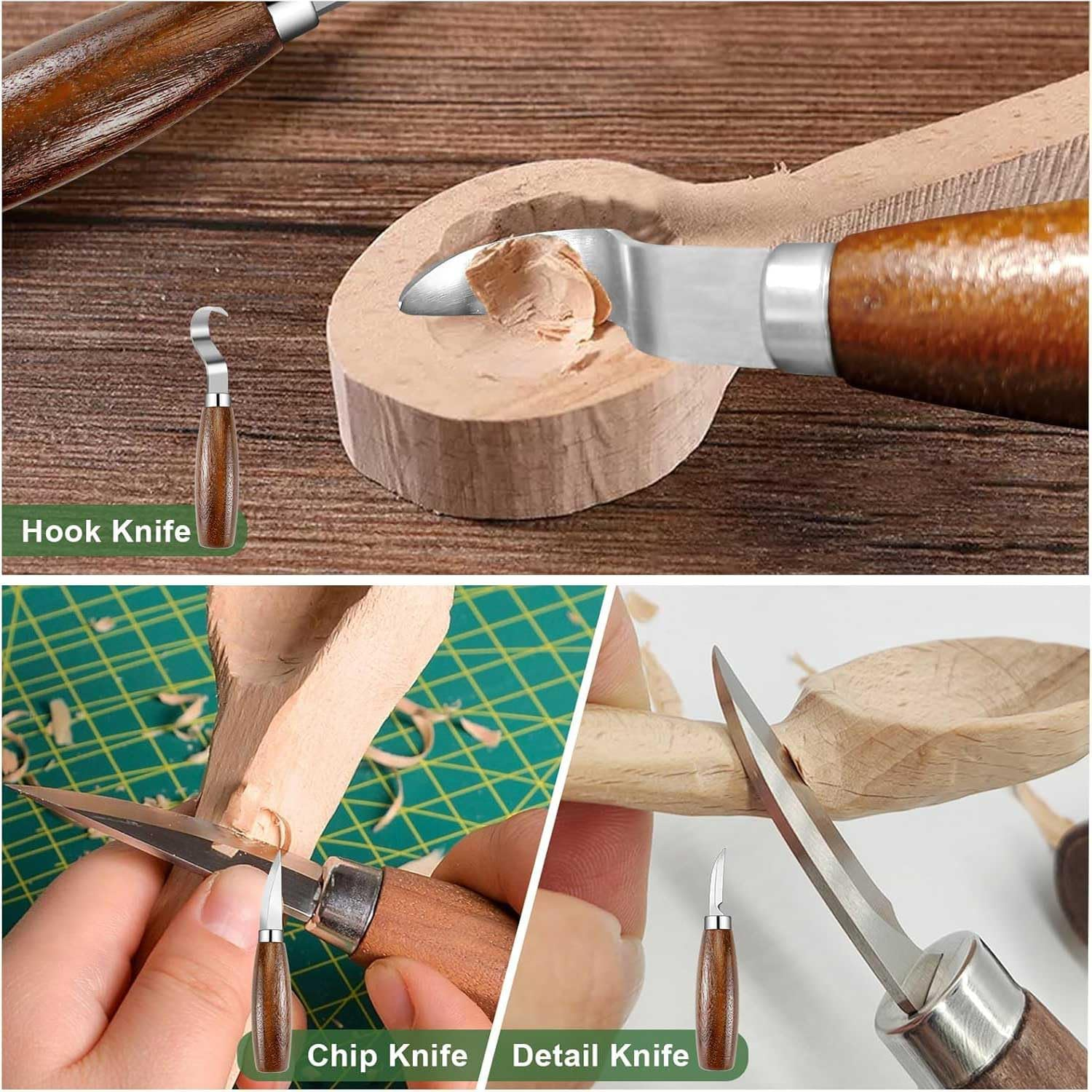 13 Pcs Wood Carving Kit, Wood Carving Tool Set Contains Wood Carving Tools Including Walnut Wood Carving Knife, Cut Resistant Gloves, Whittling Kit for Beginners image number 1