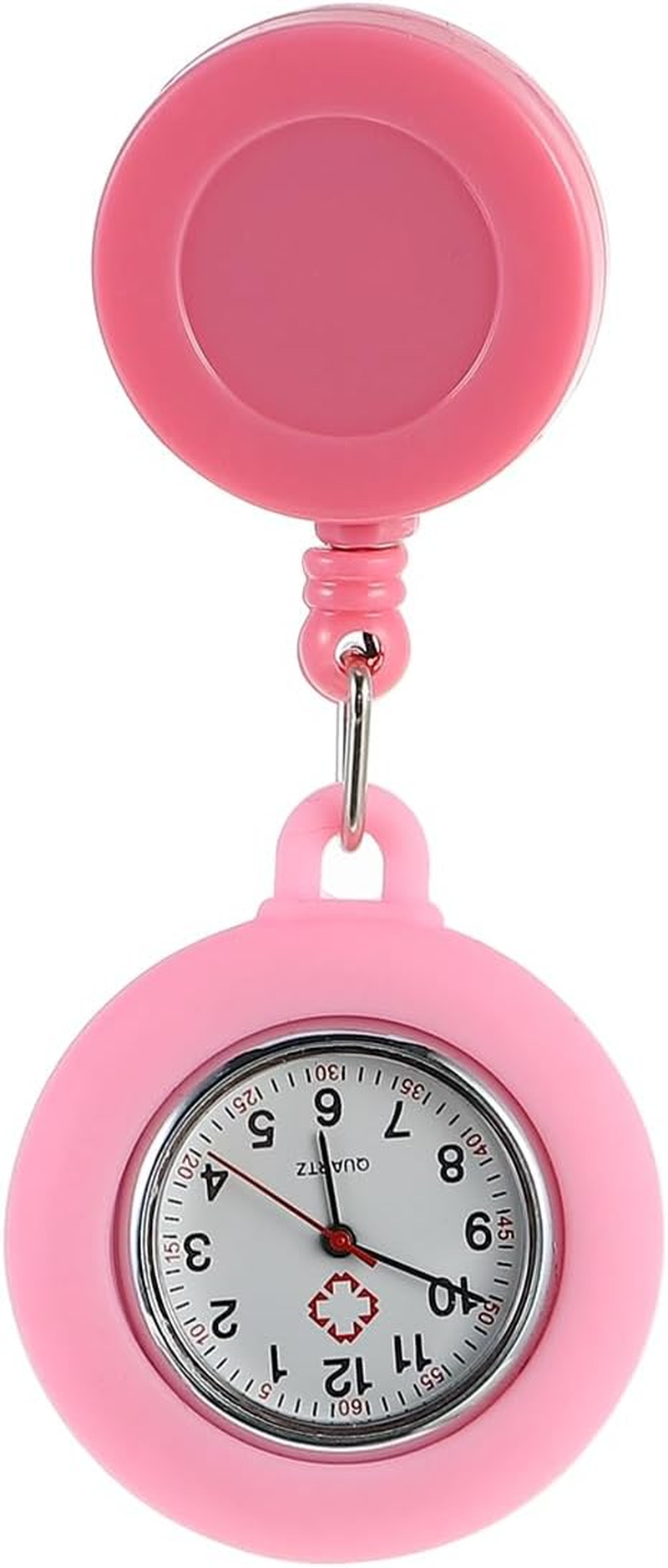 Gatuida Badge Watch Care Retractable on Fob Men Hand Clip- Clip-On Pink Second Silicone Ladies Hanging round Lapel Rope Watch for Pocket Clip Womens image number 1