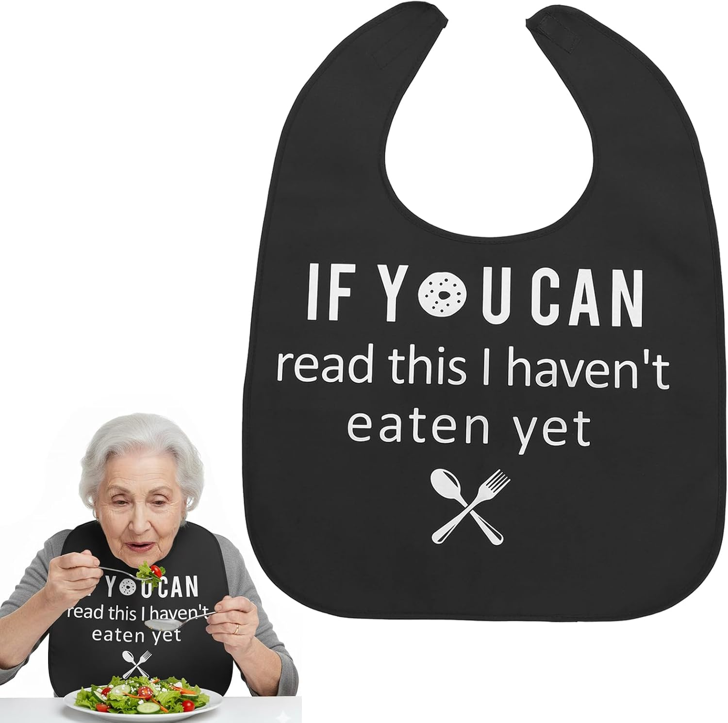 Iplusmile Waterproof Washable Adult Bibs for Elderly Women Men, Reusable Large Adult Bibs for Eating